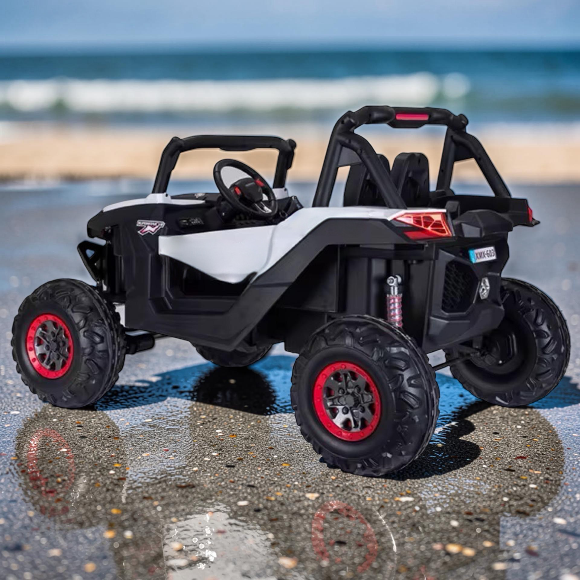 2026 XXL UTV Z Kids 2-Seater Ride-On – 90W 4 Motors, Leather Seats, Rubber Tires, Touchscreen LCD, LED Lights, Bluetooth, Remote Control (Ages 3–8)