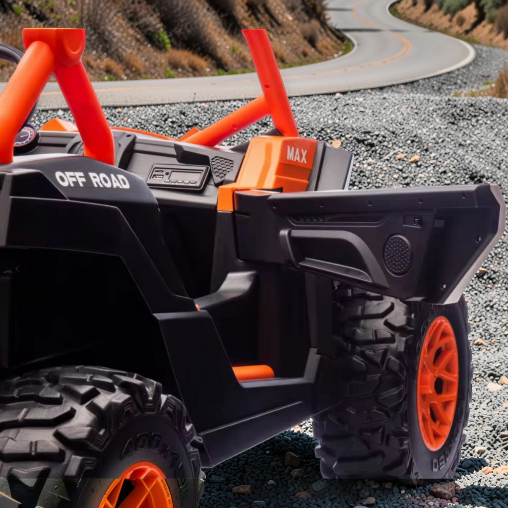 2026 XXL UTV Z Kids 2-Seater Ride-On – 180W 4 Motors, Leather Seats, Rubber Tires, Touchscreen LCD, LED Lights, Bluetooth Speakers & Remote Control (Ages 3–8)