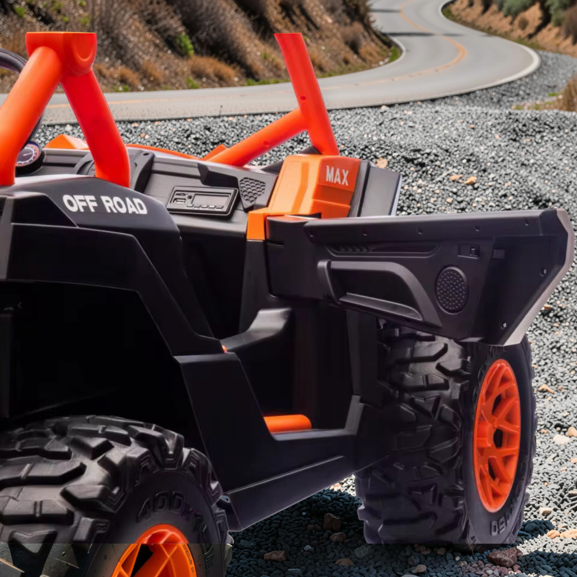 2026 XXL UTV Z Kids 2-Seater Ride-On – 180W 4 Motors, Leather Seats, Rubber Tires, Touchscreen LCD, LED Lights, Bluetooth Speakers & Remote Control (Ages 3–8)