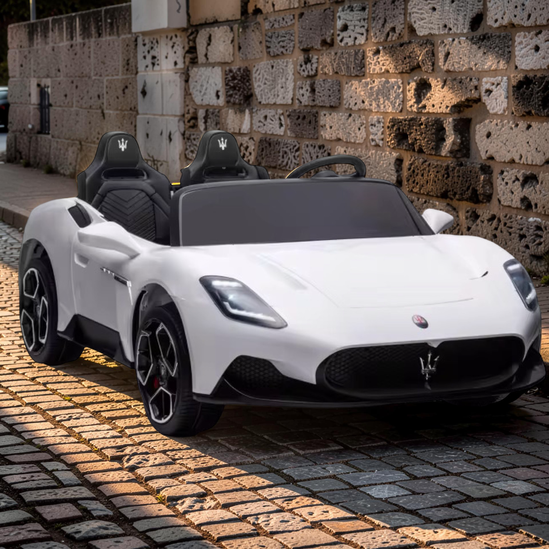 2026 XXL Maserati Kids 2-Seater Ride-On Car – 180W Dual Motors, Leather Seats, Hydraulic Butterfly Doors, LED Lights, Bluetooth, Remote Control (Ages 3–8)