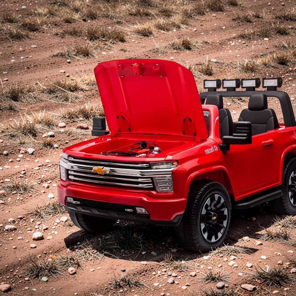 2026 XL Chevrolet Silverado Kids Ride-On Truck – Dual Motors, 2-Seater, Rubber Tires, LED Lights, Remote Control (Ages 3–8)