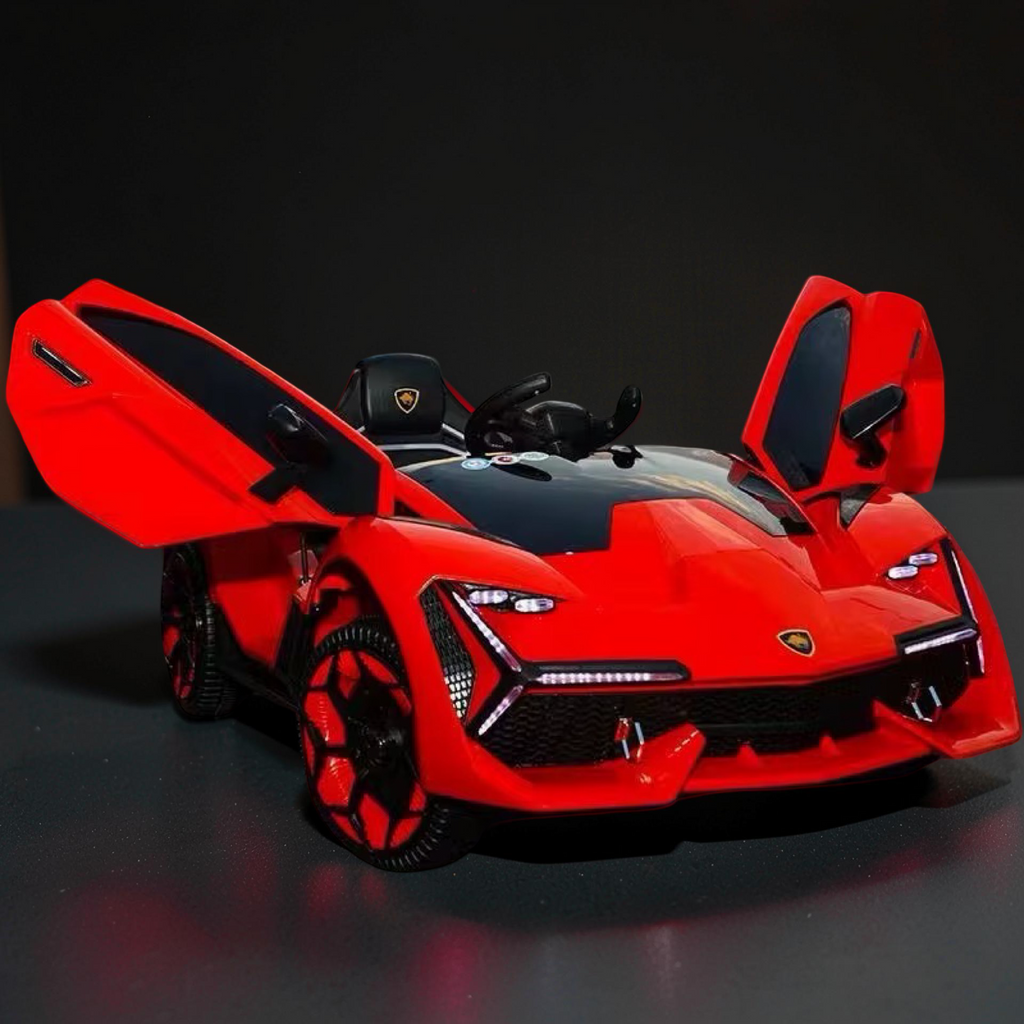 2026 Large (Ages 1–6) 50W Dual-Motor Transformer Sport Car Kids Ride-On – Hydraulic Butterfly Doors, LED Lights, Bluetooth Speakers & Parental Remote Control