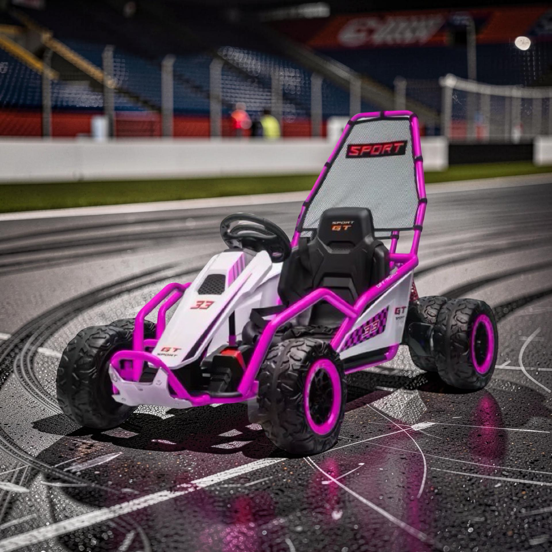2026 XXL Electric Go-Kart for Kids – Ages 3–12, 180W Dual Motors, Metal Frame, Off-Road Rubber Tires, Bluetooth Speakers