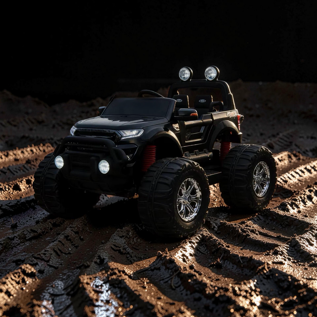 2026 XXL 2-Seater Lifted Monster Truck Ride-On – 4 Motors, Rubber Off-Road Tires, Remote Control, LED Lights, Bluetooth