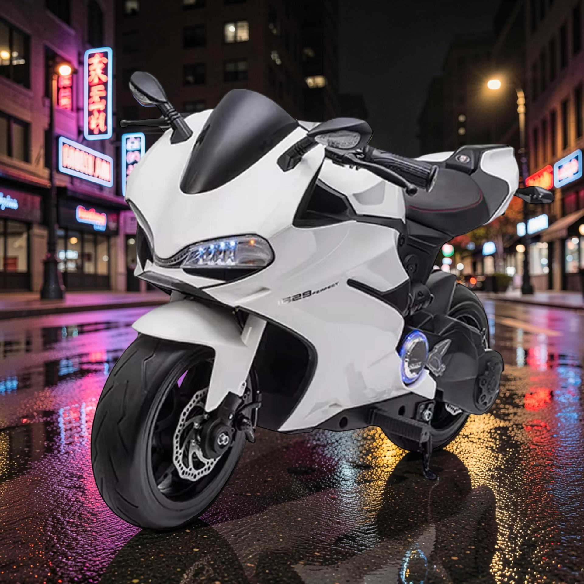 2026 XXL Premium Performance Ducati Kids Electric Motorcycle – 250W Motor, Leather Seat, Rubber Wheels, LED Lights & Bluetooth Speakers