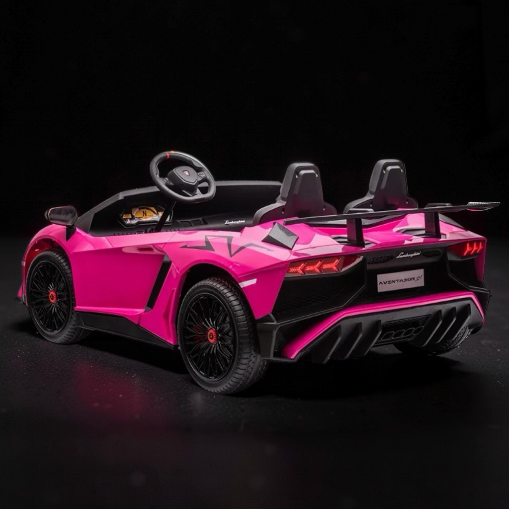 2026 Lamborghini Aventador Kids Electric Supercar – XXXL 2-Seater (Ages 6–14), 200W Brushless Motor, Metal Frame, Tubeless Air Tires, Dual Disk Brakes, Hydraulic Doors, LED Lights, Touchscreen LCD & Bluetooth Speakers