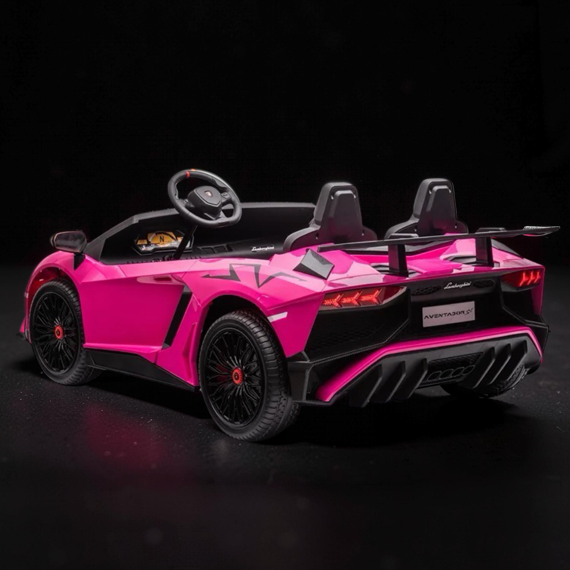 2026 Lamborghini Aventador Kids Electric Supercar – XXXL 2-Seater (Ages 6–14), 200W Brushless Motor, Metal Frame, Tubeless Air Tires, Dual Disk Brakes, Hydraulic Doors, LED Lights, Touchscreen LCD & Bluetooth Speakers
