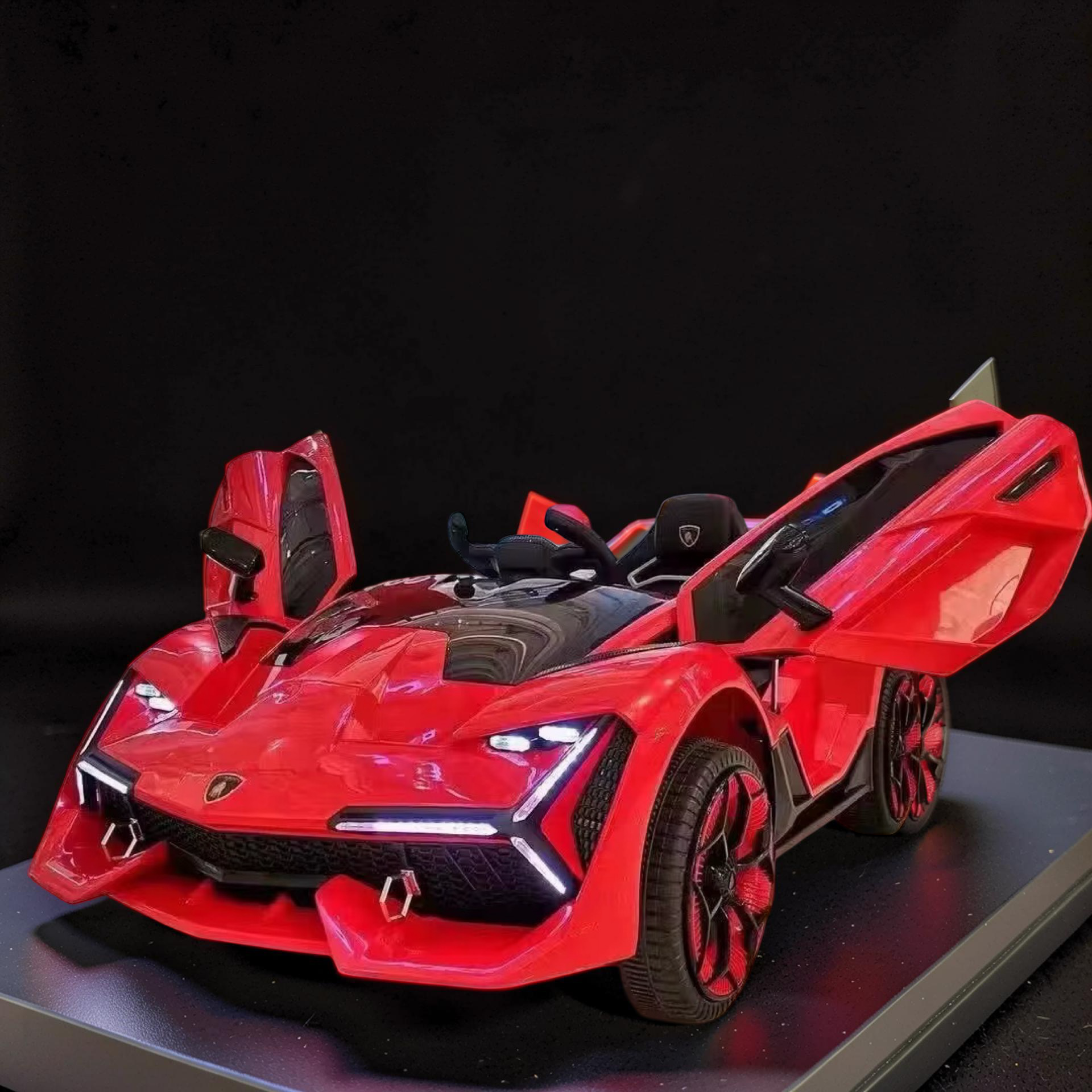 2026 Large (Ages 1–6) 50W Dual-Motor Transformer Sport Car Kids Ride-On – Hydraulic Butterfly Doors, LED Lights, Bluetooth Speakers & Parental Remote Control