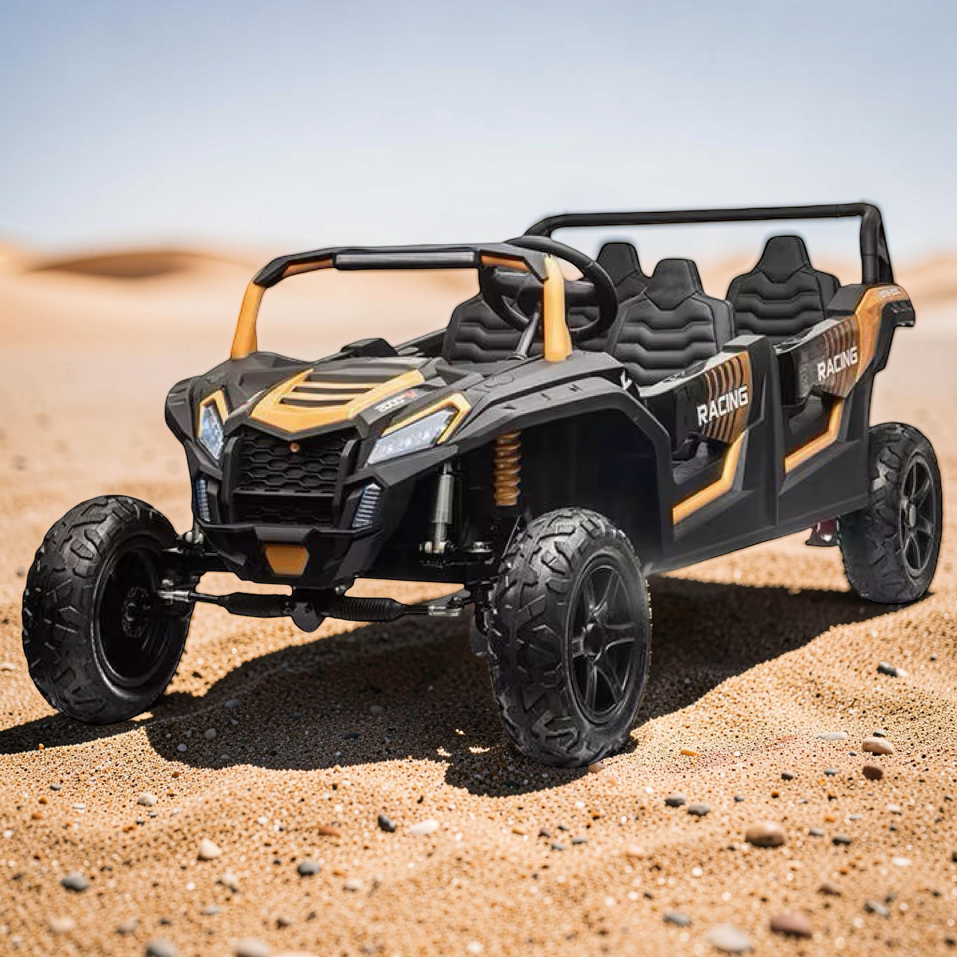 2026 XXXXL 4-Seater Kids Electric UTV – Ages 3–14, 600W Performance Motor, Metal Frame, Off-Road Air Tires, Disk Foot Brake, LED Lights & Bluetooth Speakers