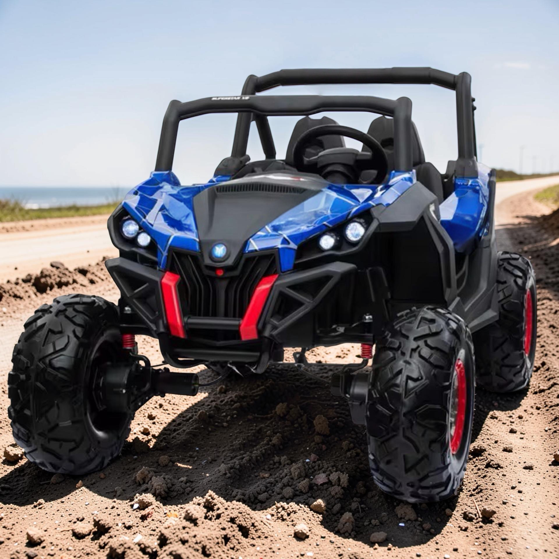 2026 XXL UTV Z Kids 2-Seater Ride-On – 90W 4 Motors, Leather Seats, Rubber Tires, Touchscreen LCD, LED Lights, Bluetooth, Remote Control (Ages 3–8)