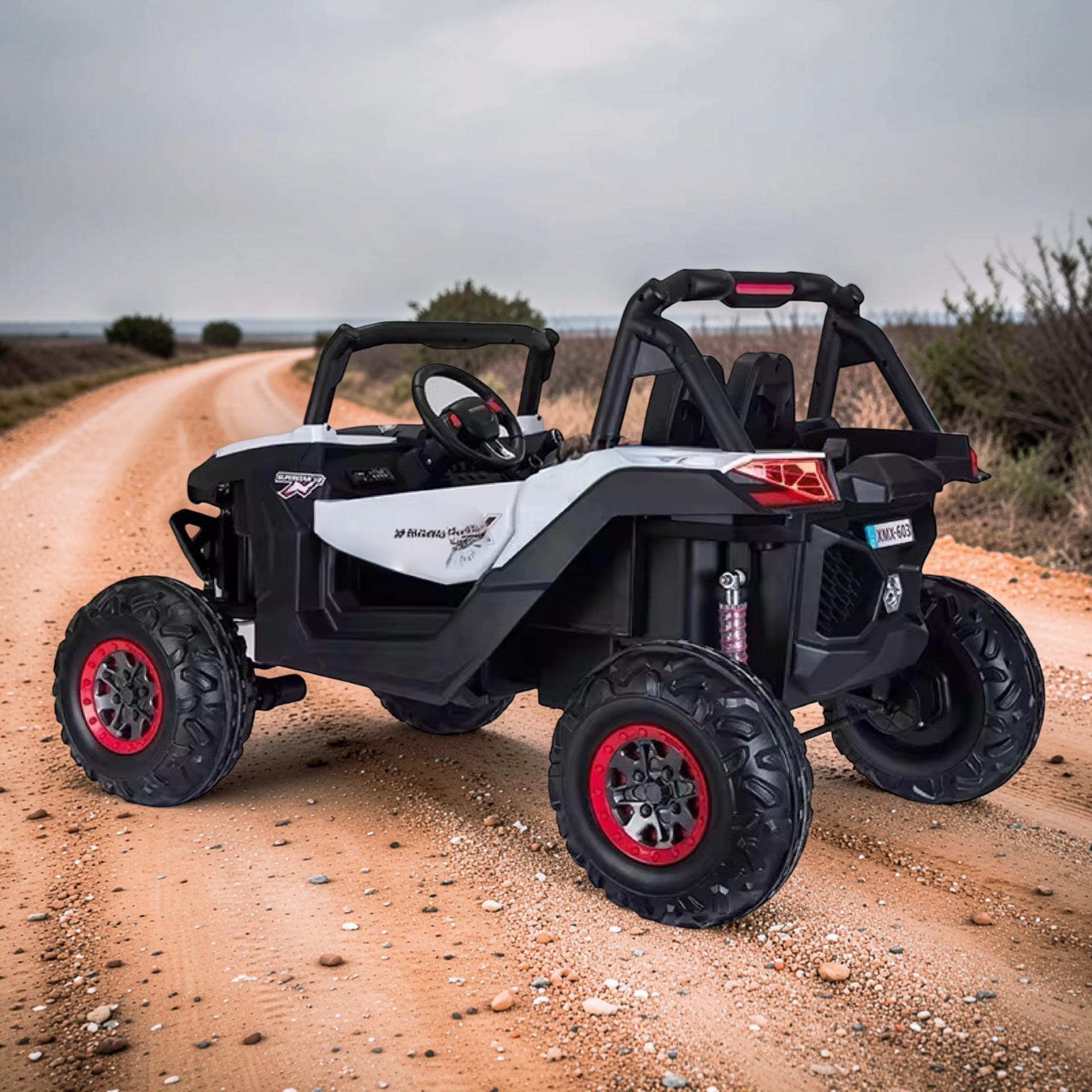 2026 XXL UTV Z Kids 2-Seater Ride-On – 90W 4 Motors, Leather Seats, Rubber Tires, Touchscreen LCD, LED Lights, Bluetooth, Remote Control (Ages 3–8)