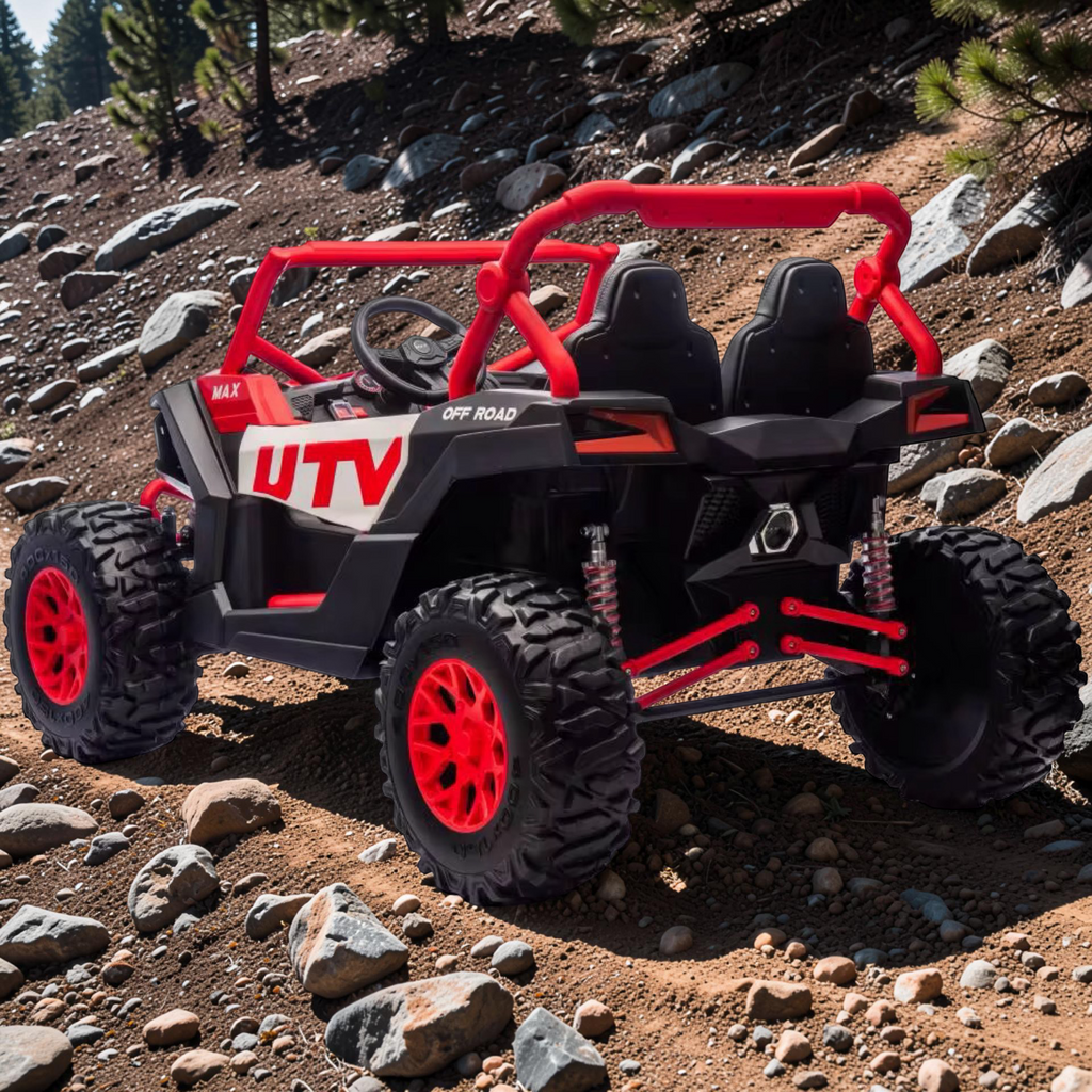 2026 XXL UTV Z Kids 2-Seater Ride-On – 180W 4 Motors, Leather Seats, Rubber Tires, Touchscreen LCD, LED Lights, Bluetooth Speakers & Remote Control (Ages 3–8)