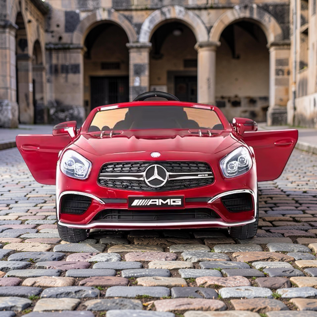 2026 XL Mercedes-Benz AMG SL Kids Ride-On Car – 2 Motors, Leather Seat, Touchscreen LCD, LED Lights, Remote Control (Ages 1–6)