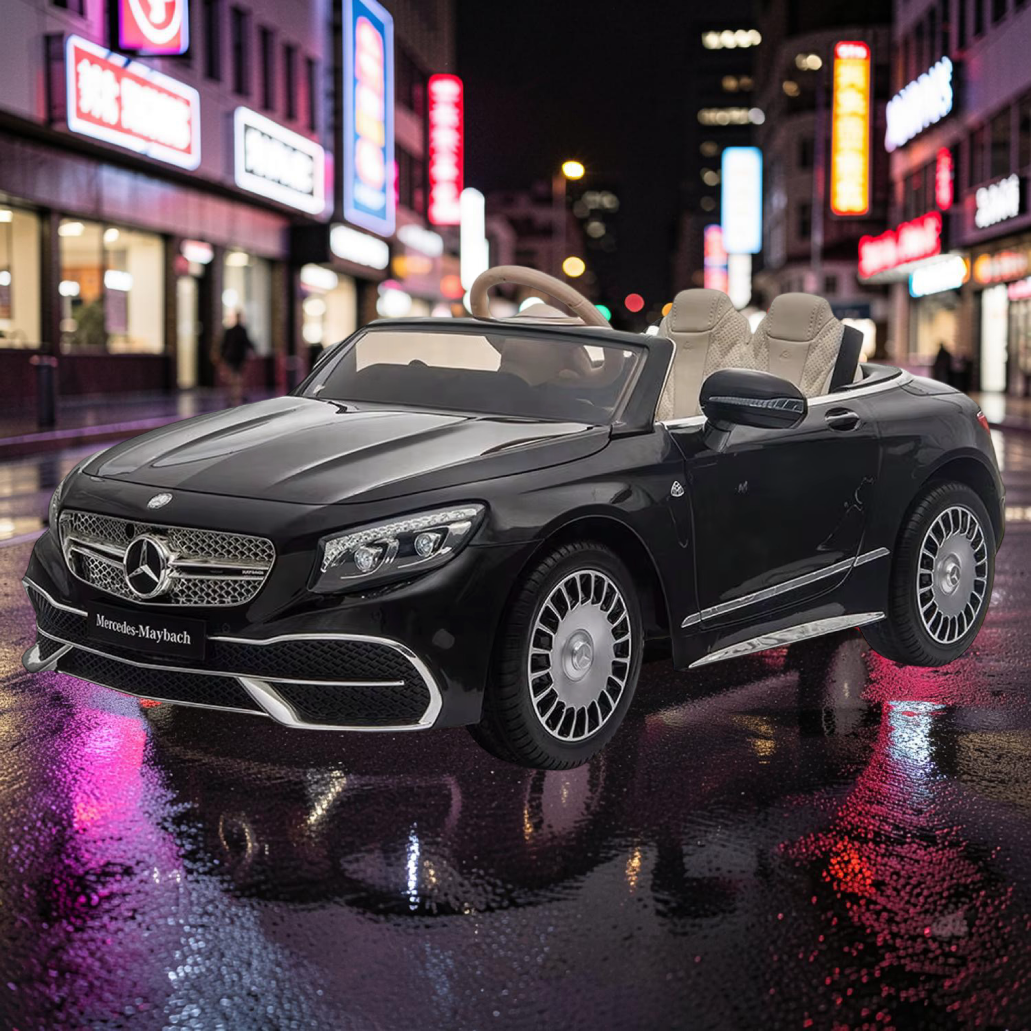 2026 Mercedes-Benz Maybach Kids Ride-On Car – XL (Ages 1–6), 75W Dual Motors, Leather Seat, Touchscreen LCD, LED Lights, Bluetooth & Parental Remote Control