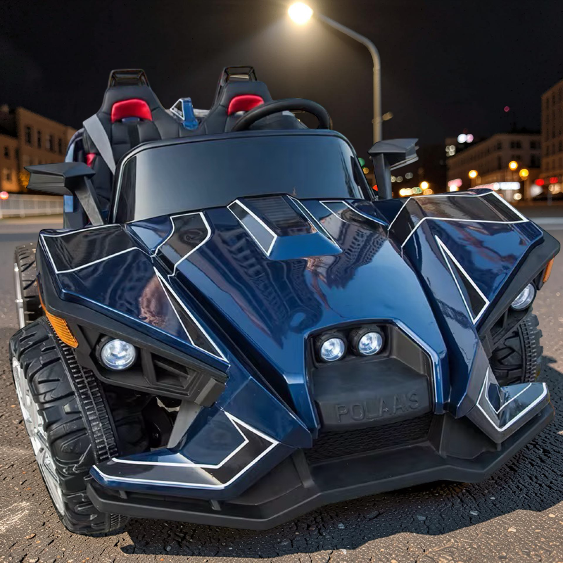 2026 XL 2-Seater Slingshot Kids Ride-On – Dual 90W Motors, Leather Seats, Rubber Tires, LED Lights, Bluetooth & Remote Control