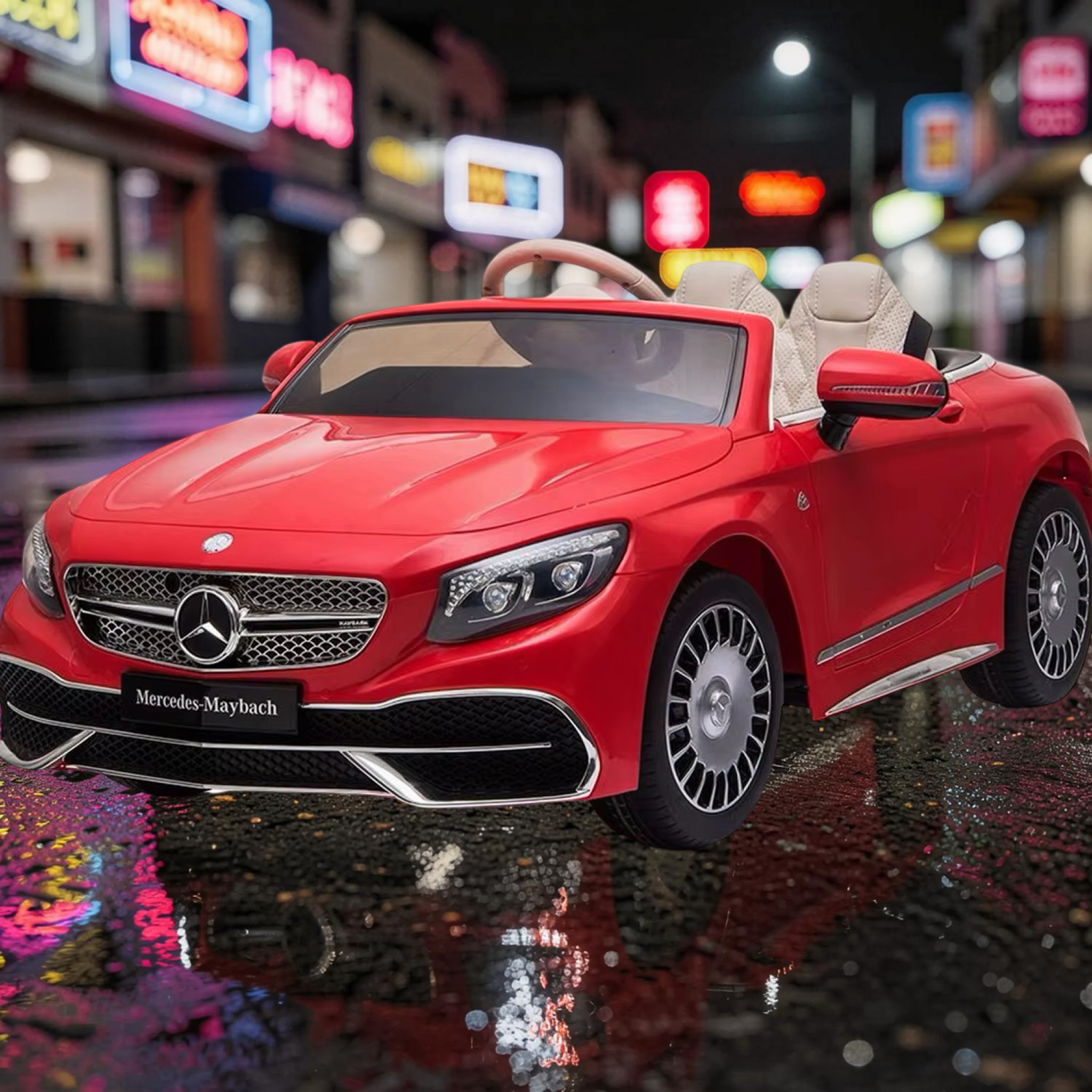 2026 Mercedes-Benz Maybach Kids Ride-On Car – XL (Ages 1–6), 75W Dual Motors, Leather Seat, Touchscreen LCD, LED Lights, Bluetooth & Parental Remote Control