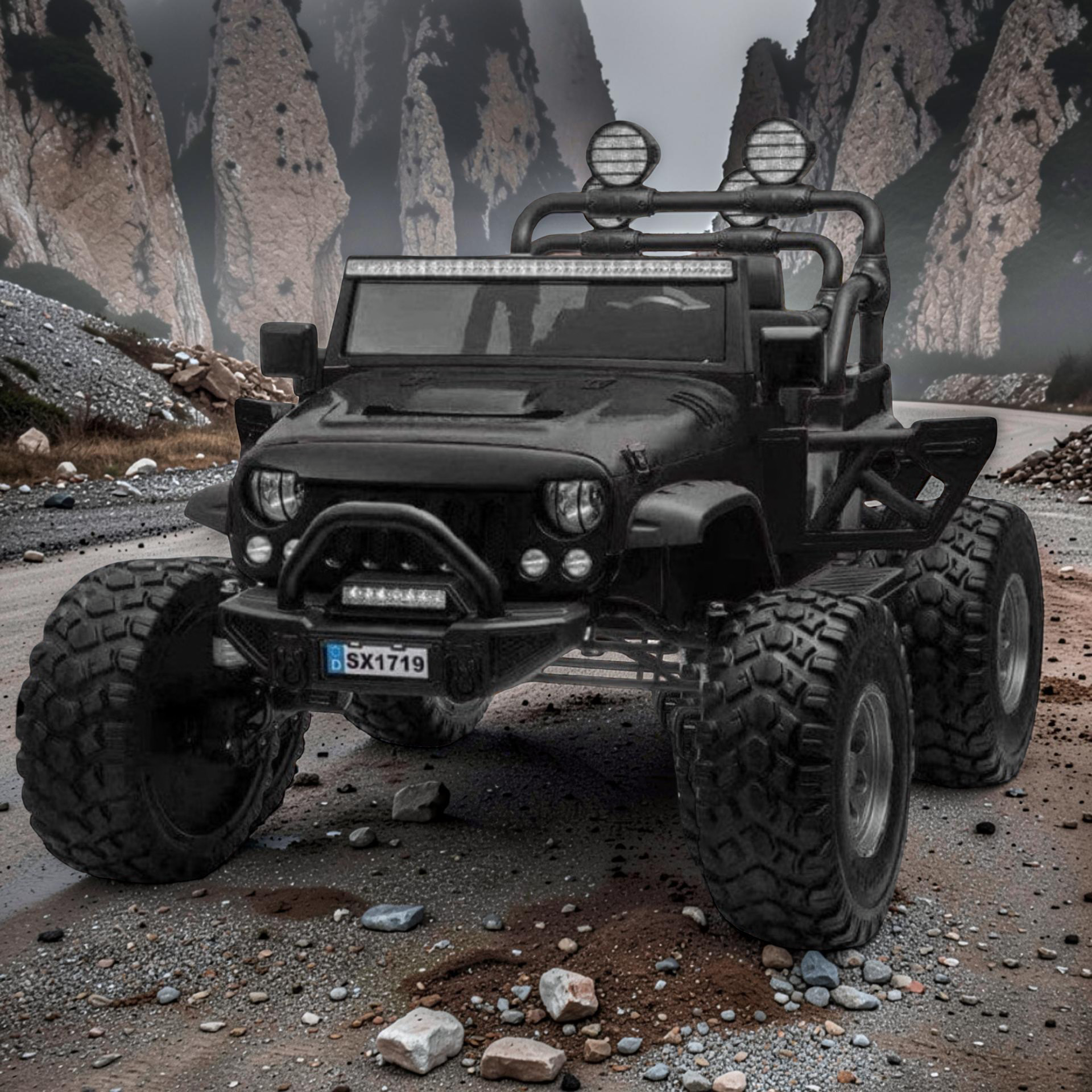 2026 Lifted Jeep Kids Ride-On SUV – XXL 2-Seater (Ages 3–8), 180W 4 Motors, Leather Seats, Off-Road Rubber Tires, LED Lights, Bluetooth Speakers & Parental Remote Control