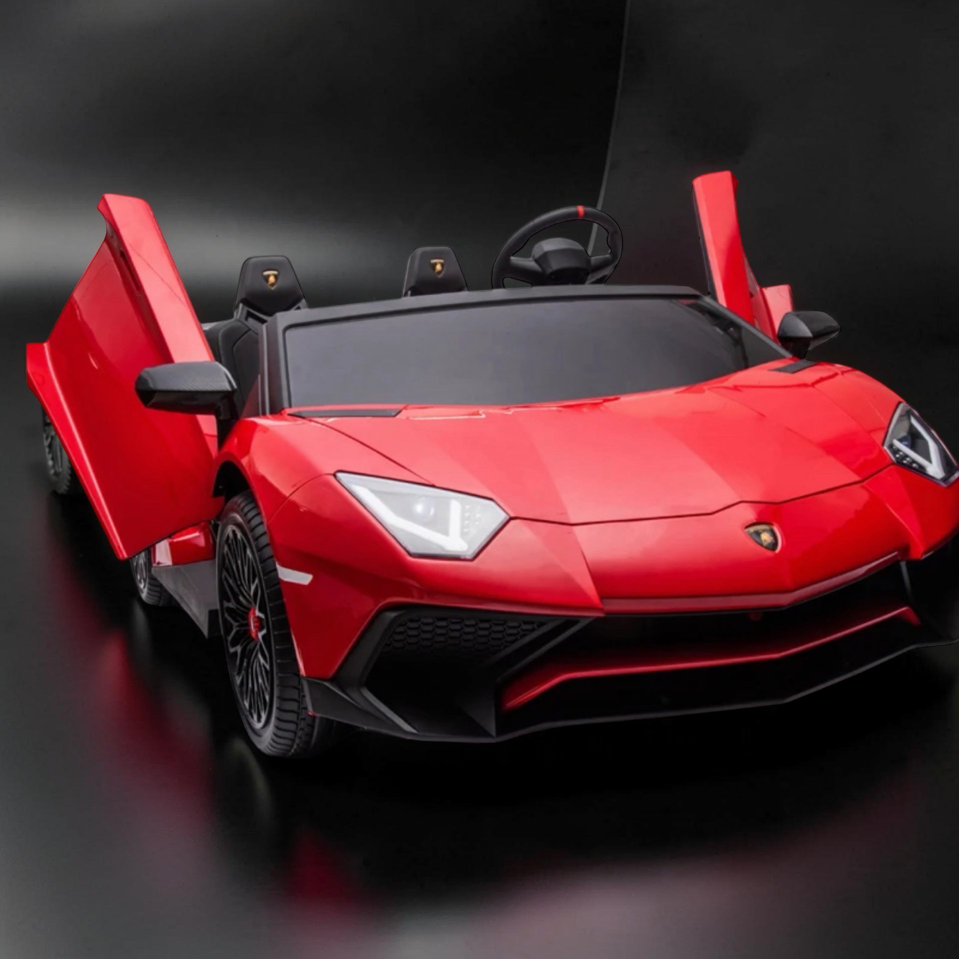 2026 Lamborghini Aventador Kids Electric Supercar – XXXL 2-Seater (Ages 6–14), 200W Brushless Motor, Metal Frame, Tubeless Air Tires, Dual Disk Brakes, Hydraulic Doors, LED Lights, Touchscreen LCD & Bluetooth Speakers