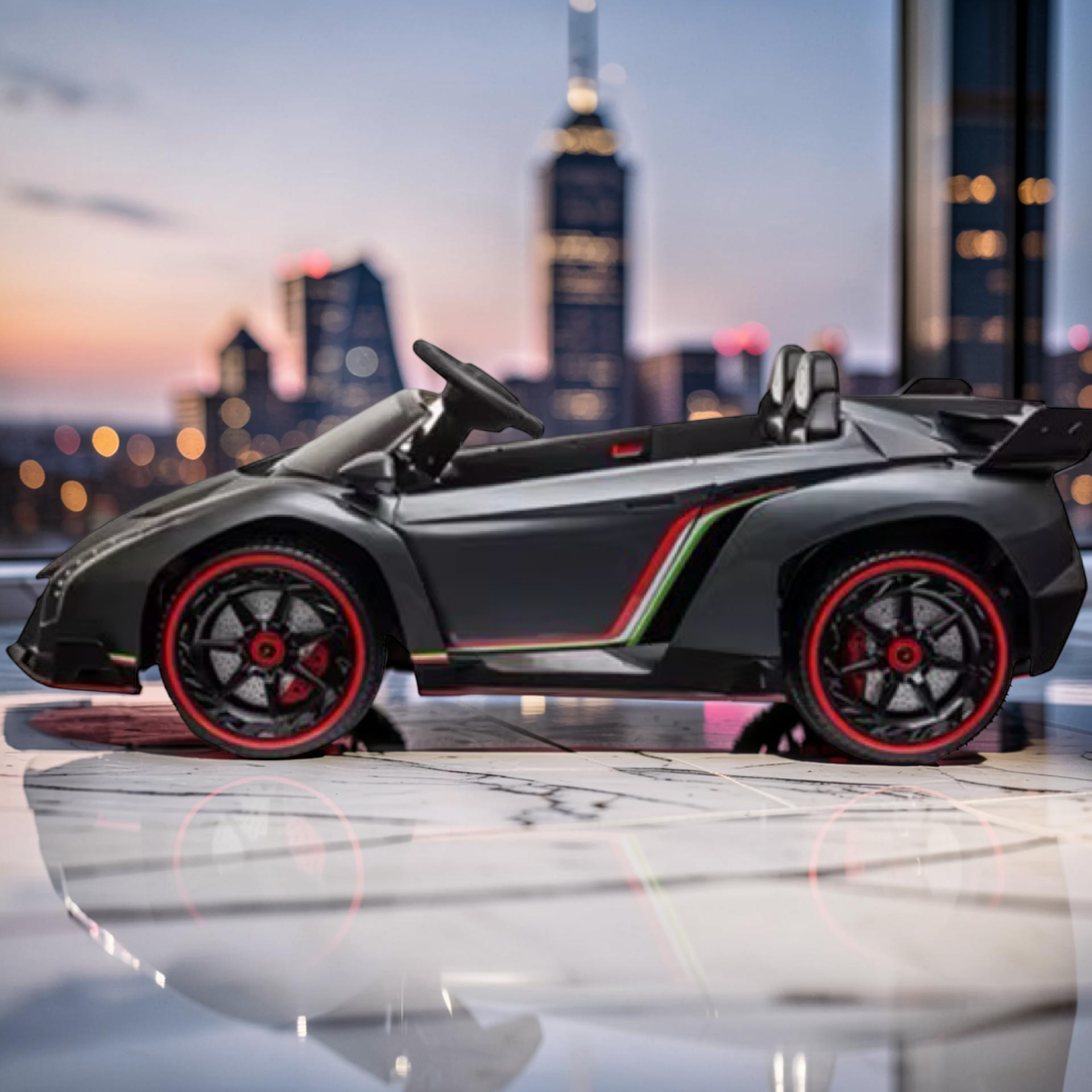 2026 XL Lamborghini Kids 2-Seater Ride-On Car – Dual Motors, Hydraulic Butterfly Doors, LED Lights, Remote Control (Ages 1–8)