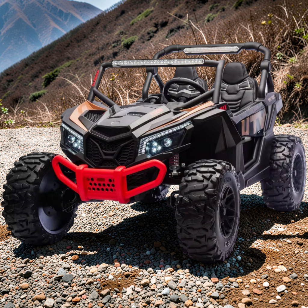 2026 XXL UTV Z Kids 2-Seater Ride-On – 180W 4 Motors, Leather Seats, Rubber Tires, Touchscreen LCD, LED Lights, Bluetooth Speakers & Remote Control (Ages 3–8)