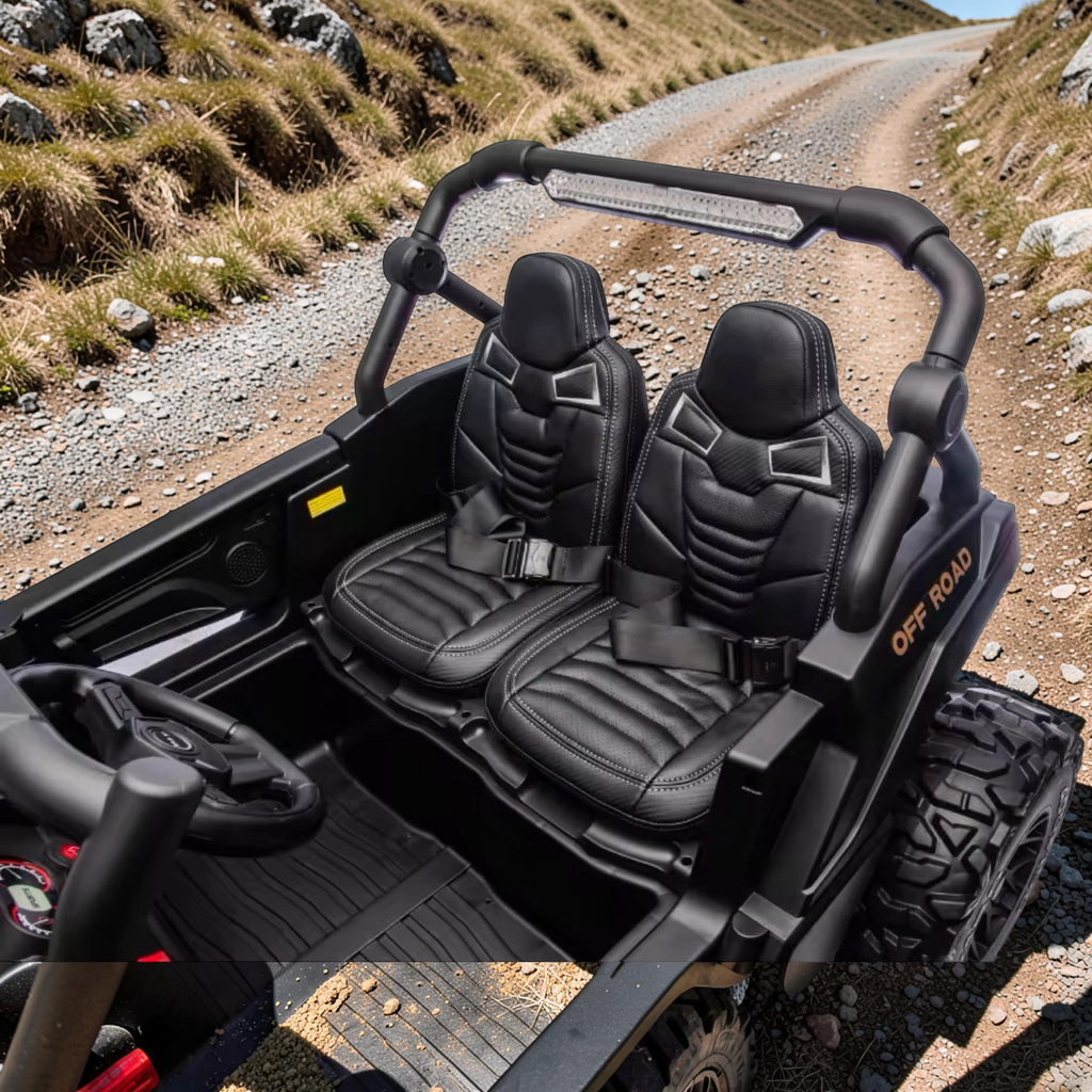 2026 XXL UTV Z Kids 2-Seater Ride-On – 180W 4 Motors, Leather Seats, Rubber Tires, Touchscreen LCD, LED Lights, Bluetooth Speakers & Remote Control (Ages 3–8)