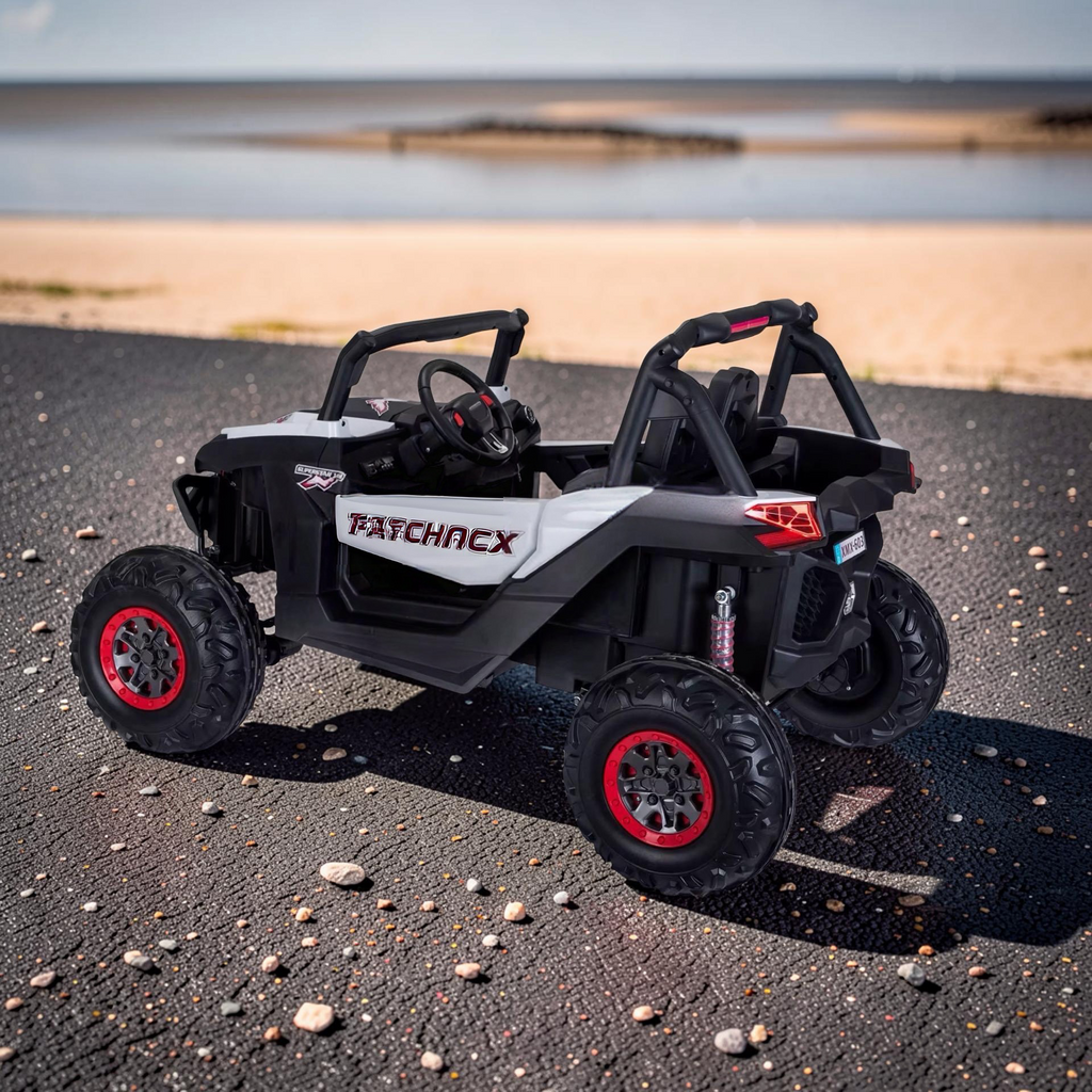 2026 XXL UTV Z Kids 2-Seater Ride-On – 90W 4 Motors, Leather Seats, Rubber Tires, Touchscreen LCD, LED Lights, Bluetooth, Remote Control (Ages 3–8)