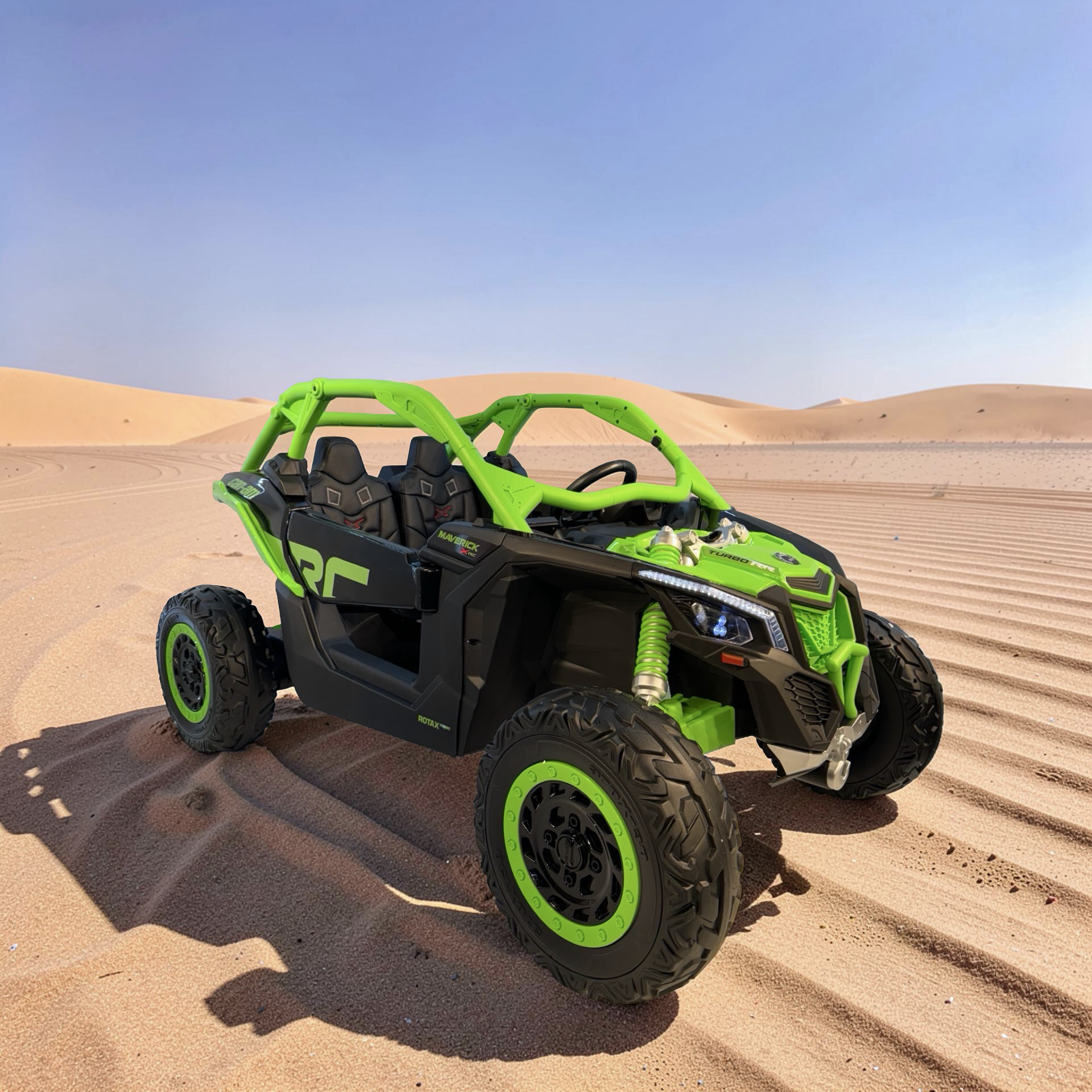 2026 Maverick Lifted Kids Ride-On UTV – XXL 2-Seater (Ages 3–8), 200W 4 Motors, Leather Seats, Off-Road Rubber Tires, LED Lights, Bluetooth Speakers & Parental Remote Control