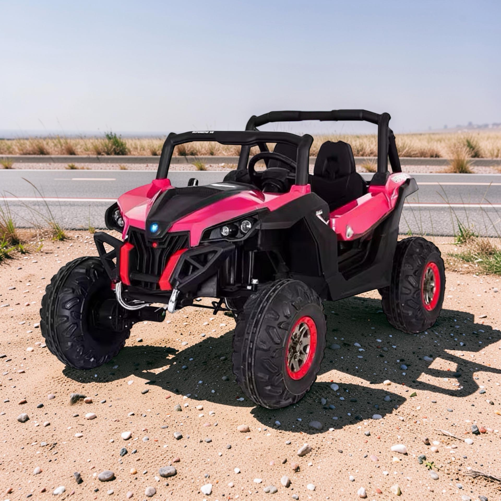 2026 XXL UTV Z Kids 2-Seater Ride-On – 90W 4 Motors, Leather Seats, Rubber Tires, Touchscreen LCD, LED Lights, Bluetooth, Remote Control (Ages 3–8)