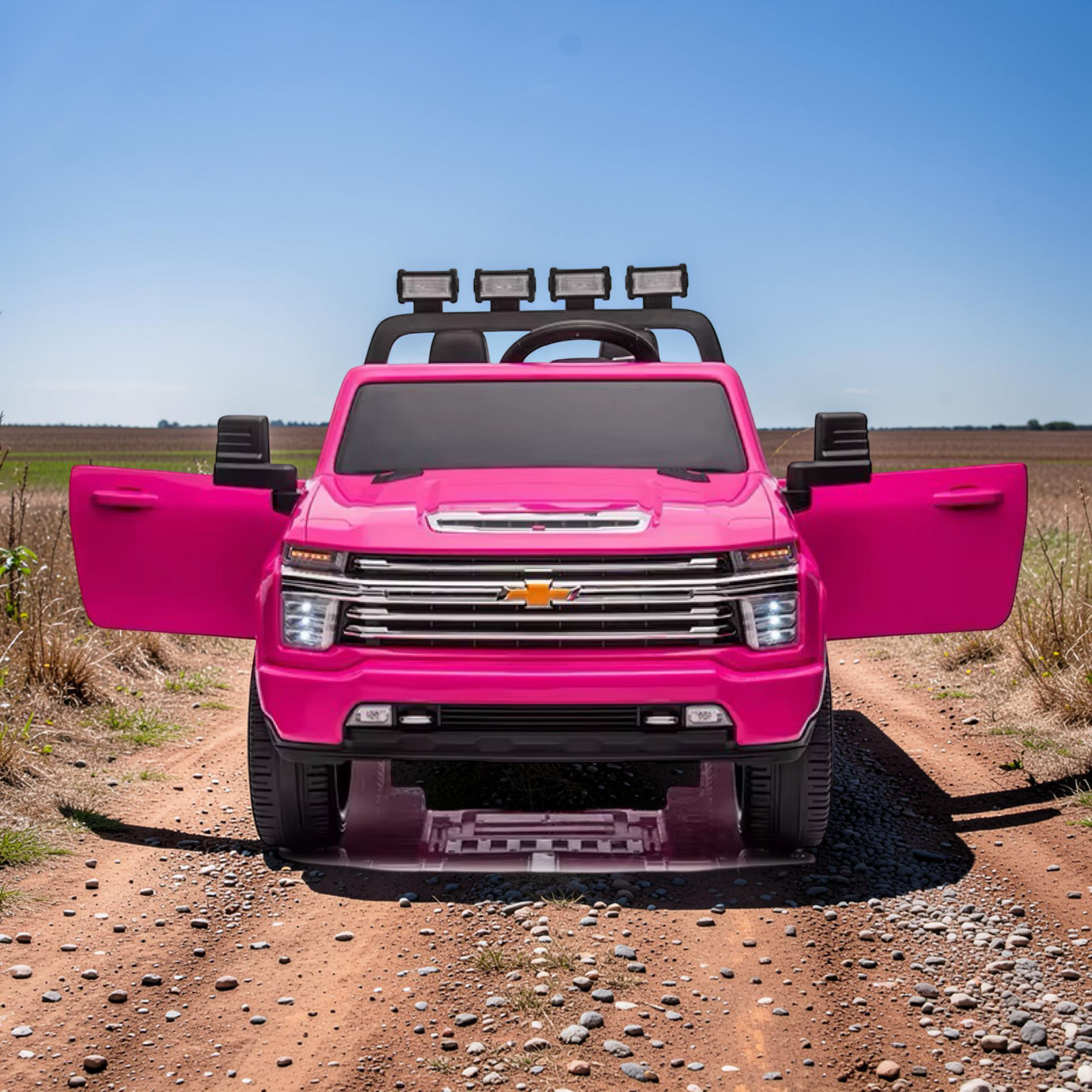 2026 XL Chevrolet Silverado Kids Ride-On Truck – Dual Motors, 2-Seater, Rubber Tires, LED Lights, Remote Control (Ages 3–8)