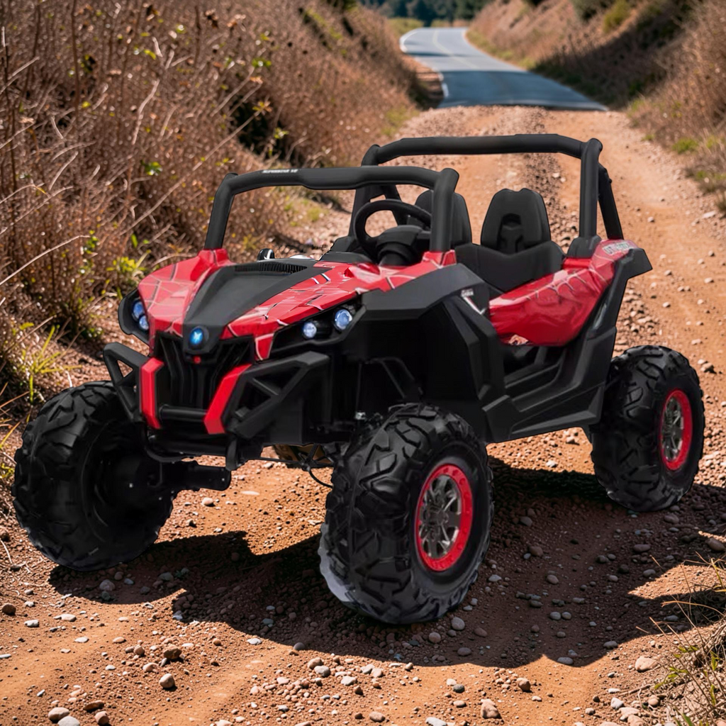 2026 XXL UTV Z Kids 2-Seater Ride-On – 90W 4 Motors, Leather Seats, Rubber Tires, Touchscreen LCD, LED Lights, Bluetooth, Remote Control (Ages 3–8)