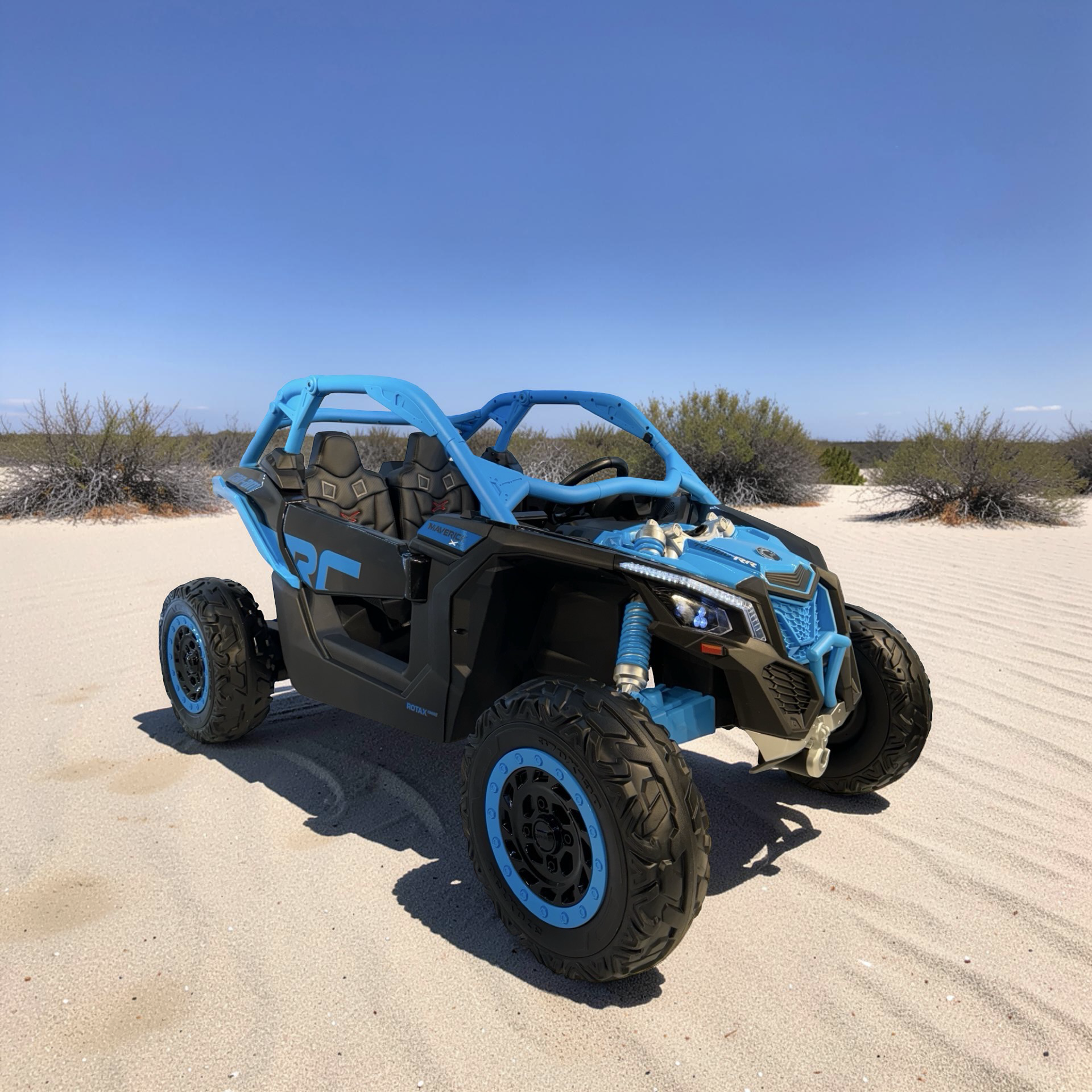 2026 Maverick Lifted Kids Ride-On UTV – XXL 2-Seater (Ages 3–8), 200W 4 Motors, Leather Seats, Off-Road Rubber Tires, LED Lights, Bluetooth Speakers & Parental Remote Control