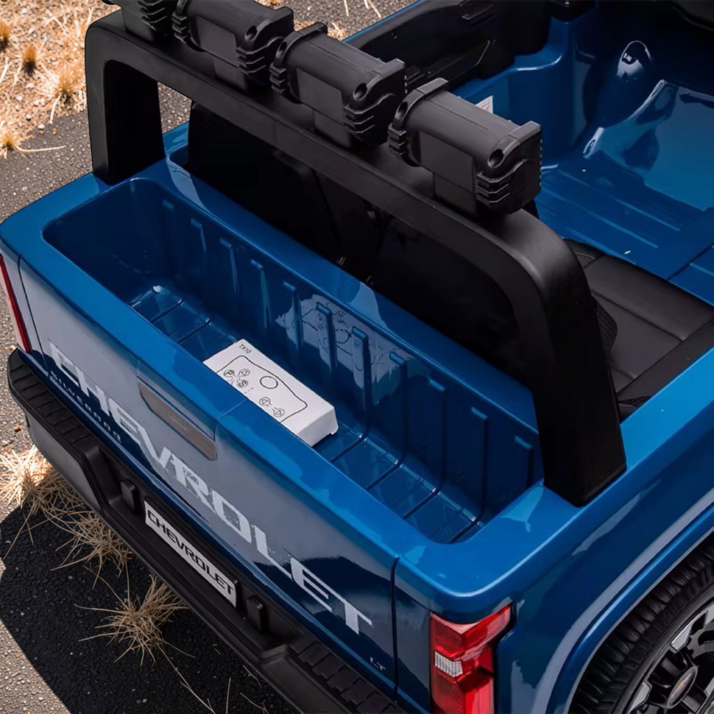 2026 XL Chevrolet Silverado Kids Ride-On Truck – Dual Motors, 2-Seater, Rubber Tires, LED Lights, Remote Control (Ages 3–8)