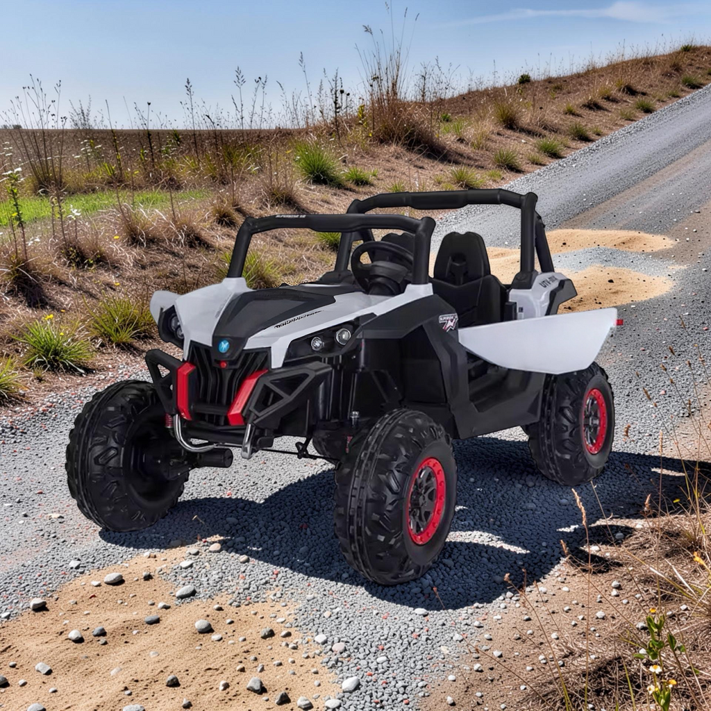 2026 XXL UTV Z Kids 2-Seater Ride-On – 90W 4 Motors, Leather Seats, Rubber Tires, Touchscreen LCD, LED Lights, Bluetooth, Remote Control (Ages 3–8)
