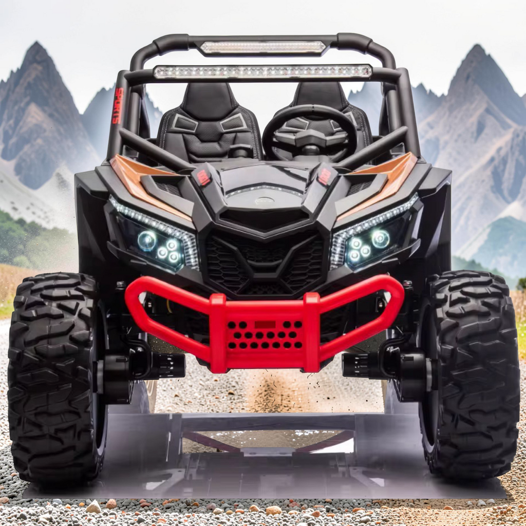 2026 XXL UTV Z Kids 2-Seater Ride-On – 180W 4 Motors, Leather Seats, Rubber Tires, Touchscreen LCD, LED Lights, Bluetooth Speakers & Remote Control (Ages 3–8)