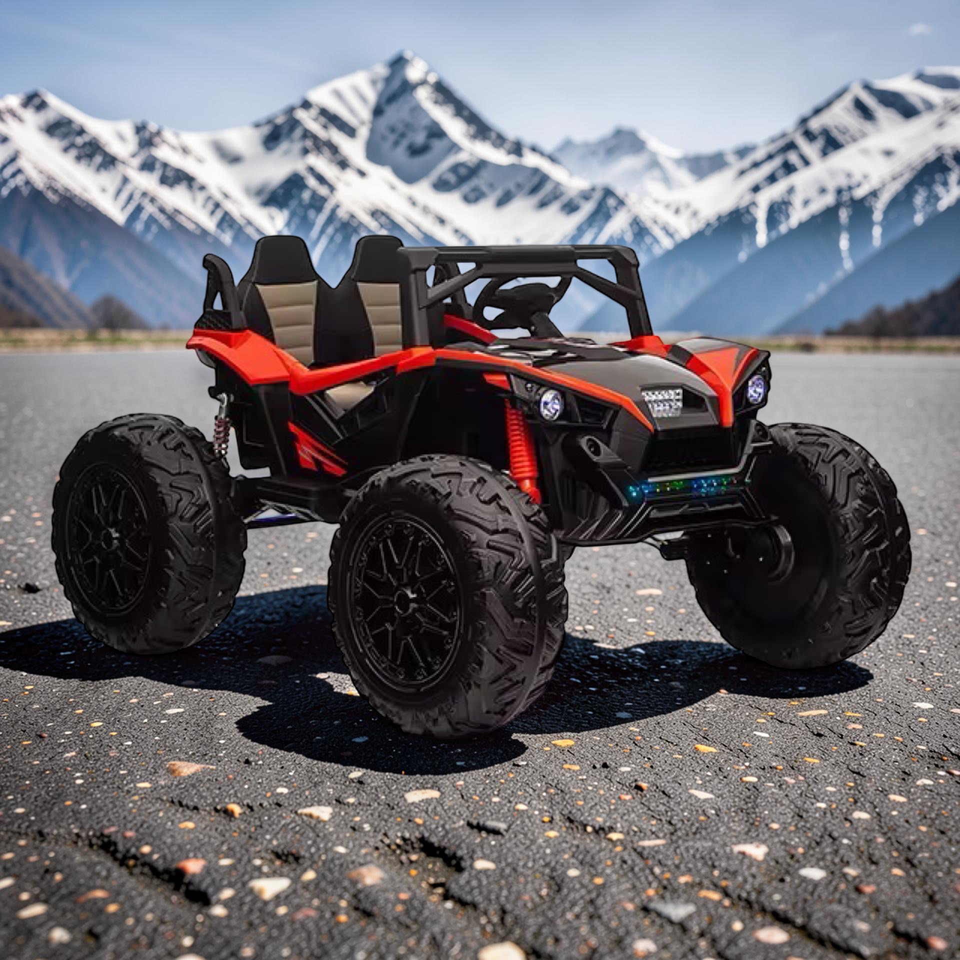 2026 XXL Electronix Dune Buggy Sport Kids 2-Seater Ride-On – 180W 4 Motors, Leather Seats, Rubber Tires, LED Lights, Bluetooth Speakers & Remote Control (Ages 3–8)