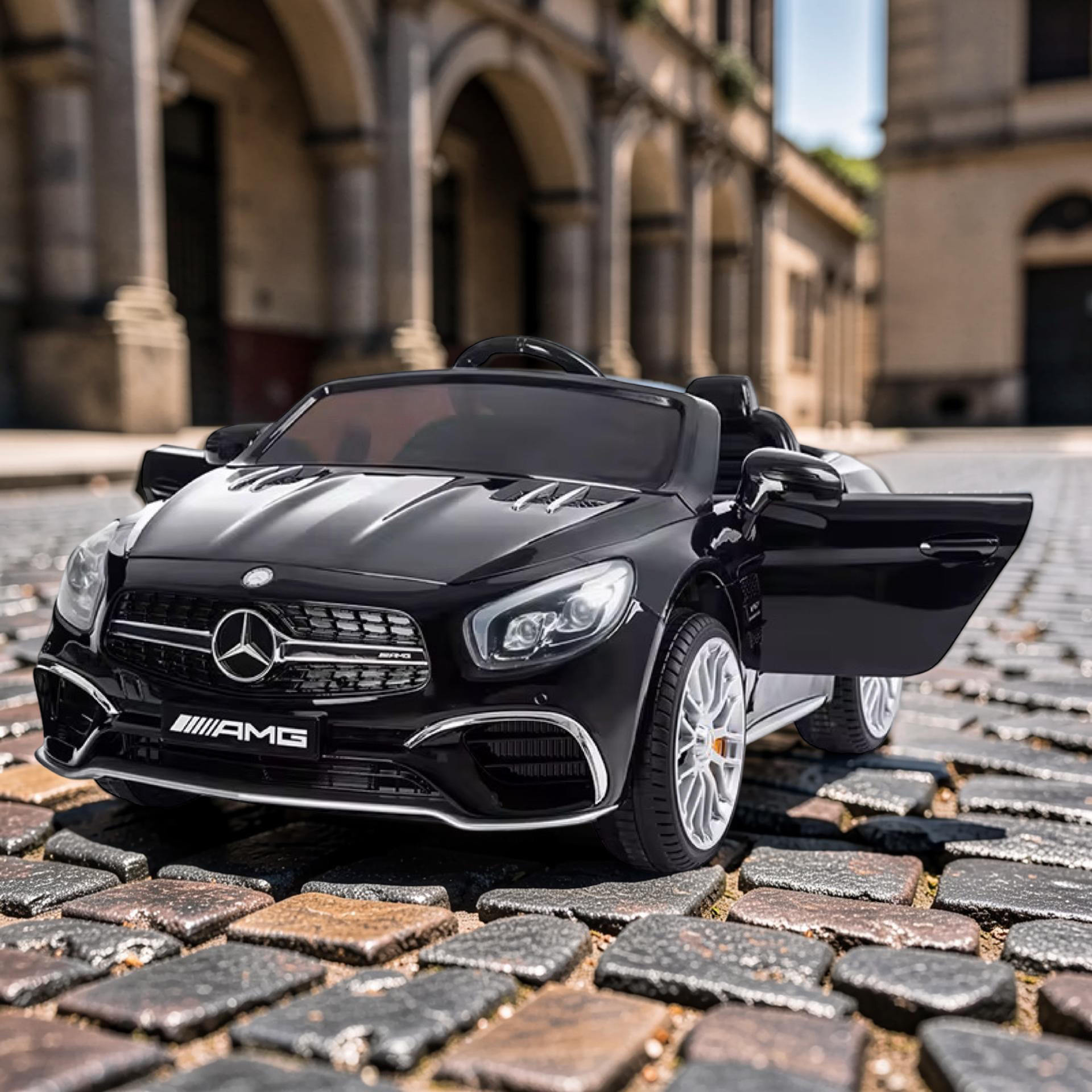 2026 XL Mercedes-Benz AMG SL Kids Ride-On Car – 2 Motors, Leather Seat, Touchscreen LCD, LED Lights, Remote Control (Ages 1–6)