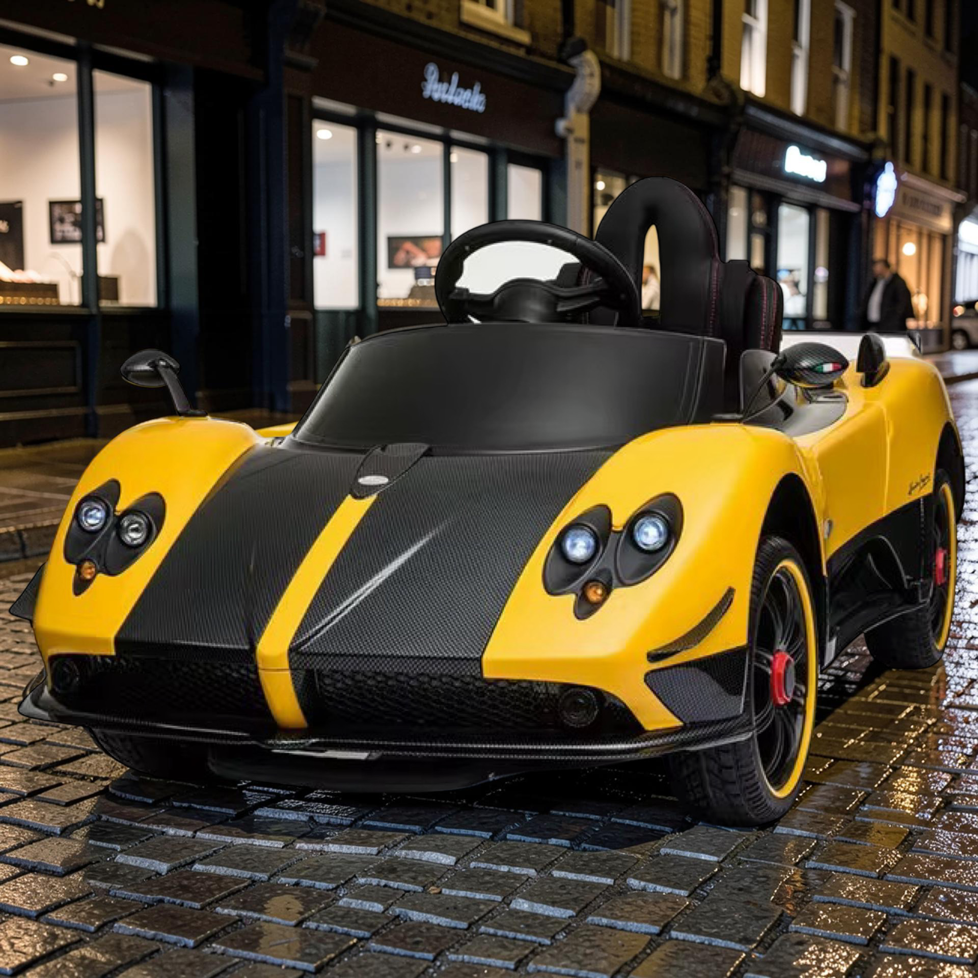 2026 XL Pagani Kids Ride-On Car – Dual 75W Motors, Leather Seat, LED Lights, Touchscreen LCD, Bluetooth & Remote Control
