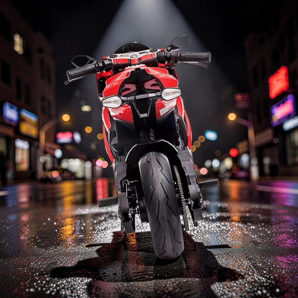 2026 XXL Premium Performance Ducati Kids Electric Motorcycle – 250W Motor, Leather Seat, Rubber Wheels, LED Lights & Bluetooth Speakers