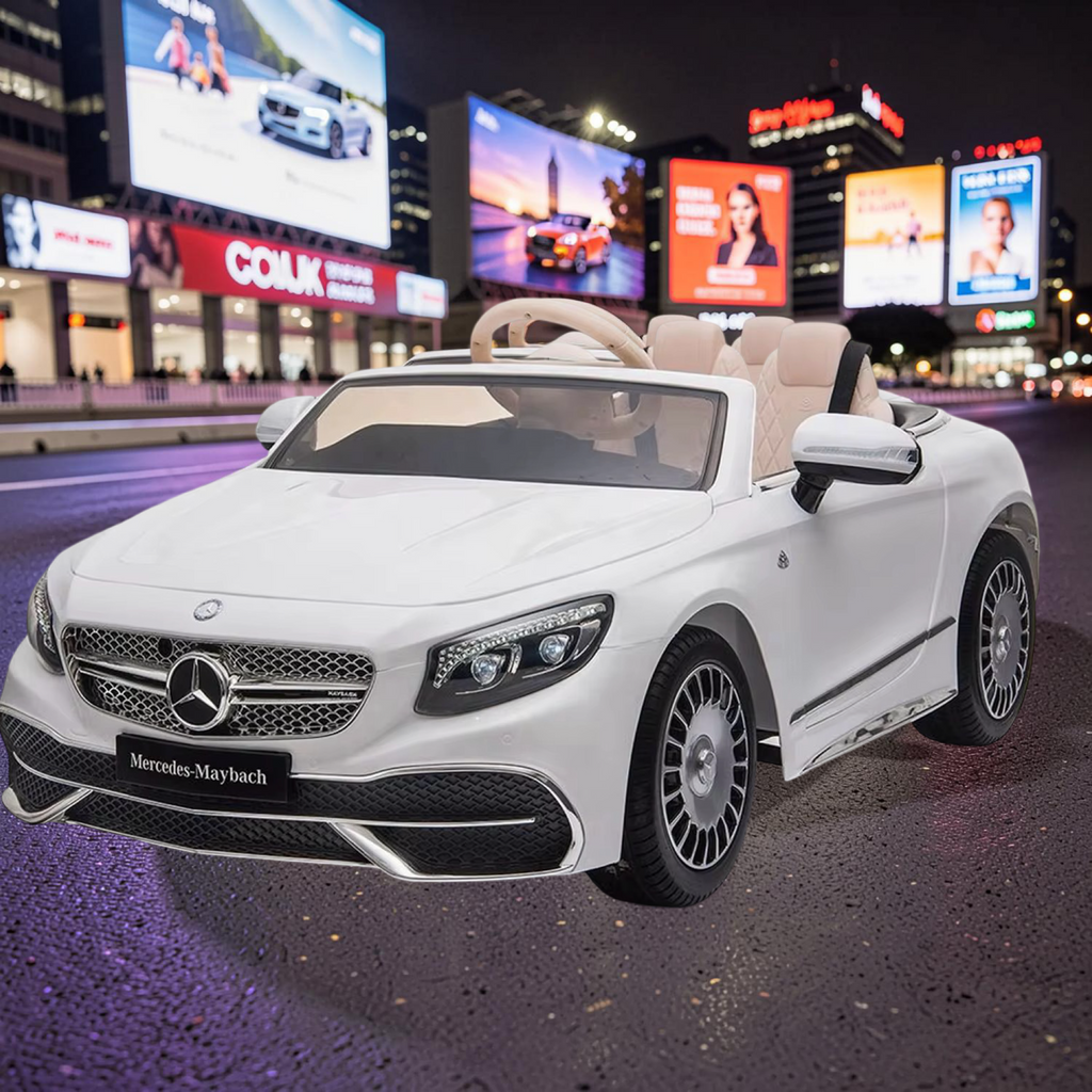 2026 Mercedes-Benz Maybach Kids Ride-On Car – XL (Ages 1–6), 75W Dual Motors, Leather Seat, Touchscreen LCD, LED Lights, Bluetooth & Parental Remote Control
