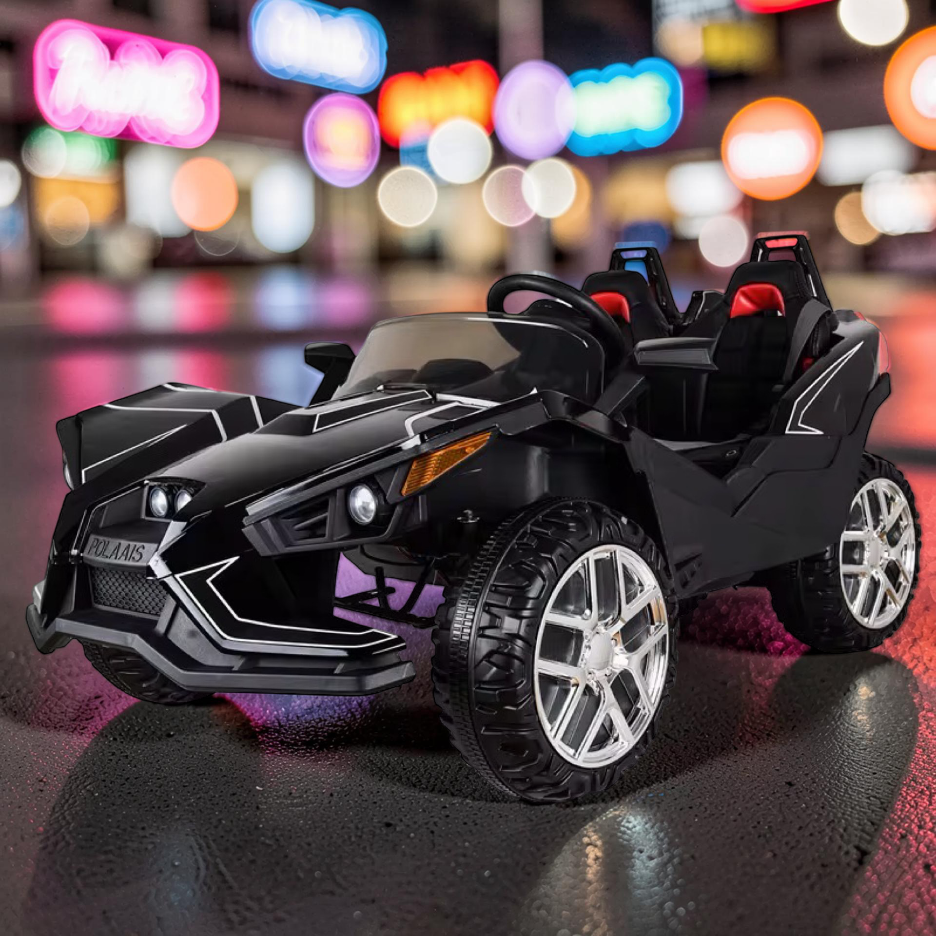 2026 XL 2-Seater Slingshot Kids Ride-On – Dual 90W Motors, Leather Seats, Rubber Tires, LED Lights, Bluetooth & Remote Control