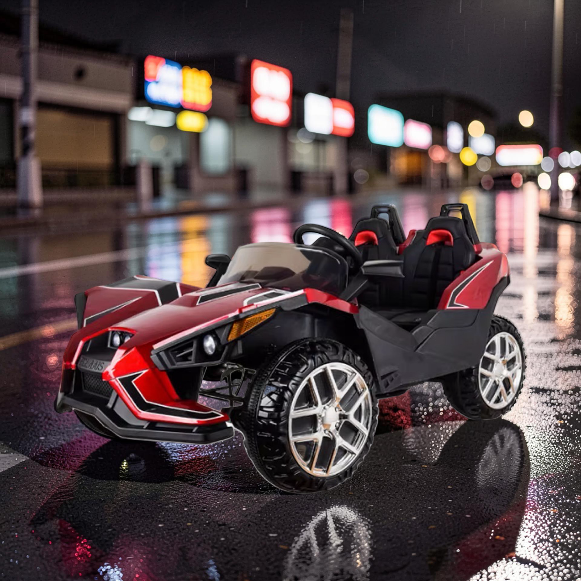 2026 XL 2-Seater Slingshot Kids Ride-On – Dual 90W Motors, Leather Seats, Rubber Tires, LED Lights, Bluetooth & Remote Control