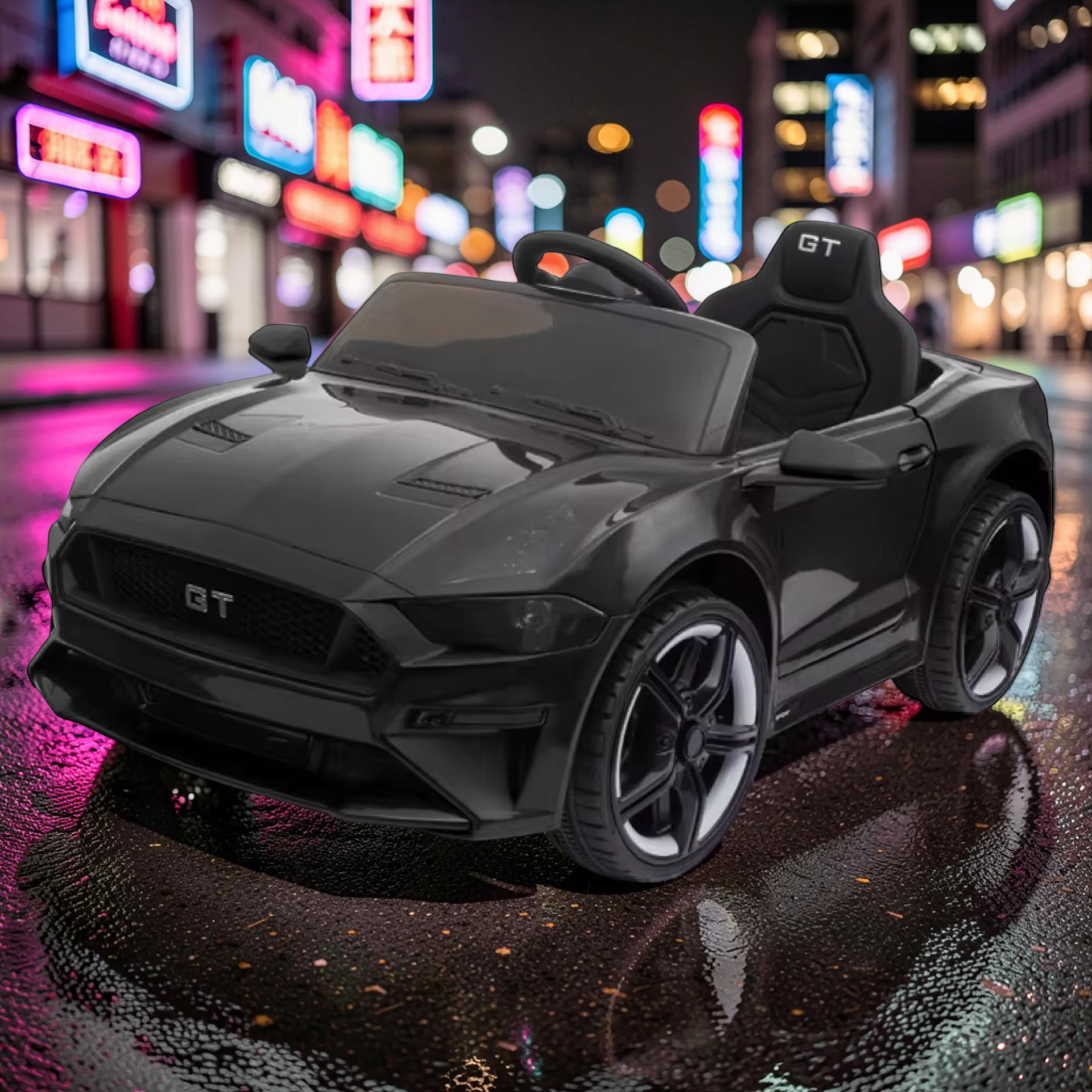 2026 Large Ford Mustang Kids Ride-On Car – 45W Dual Motors, LED Lights, Bluetooth Speakers & Remote Control (Ages 1–5)