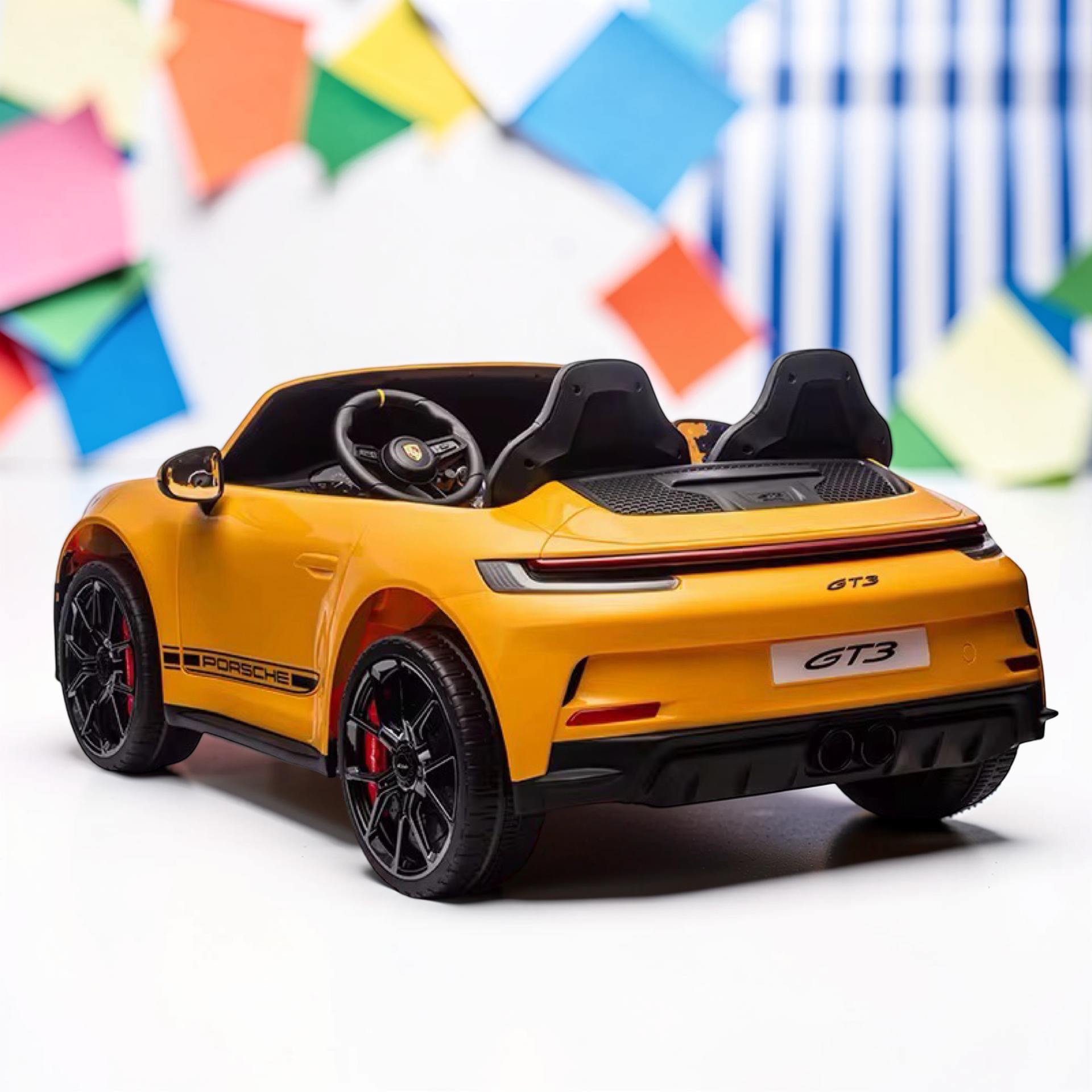 2026 XXL 2-Seater Kids Ride-On by Porsche – Dual 180W Motors, Leather Seats, Rubber Tires, LED Lights, Touchscreen LCD, Bluetooth & Remote Control