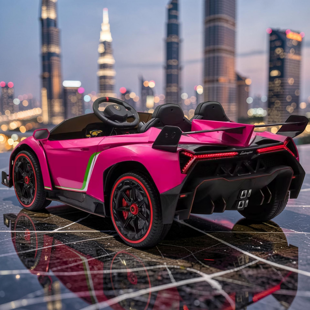 2026 XL Lamborghini Kids 2-Seater Ride-On Car – Dual Motors, Hydraulic Butterfly Doors, LED Lights, Remote Control (Ages 1–8)