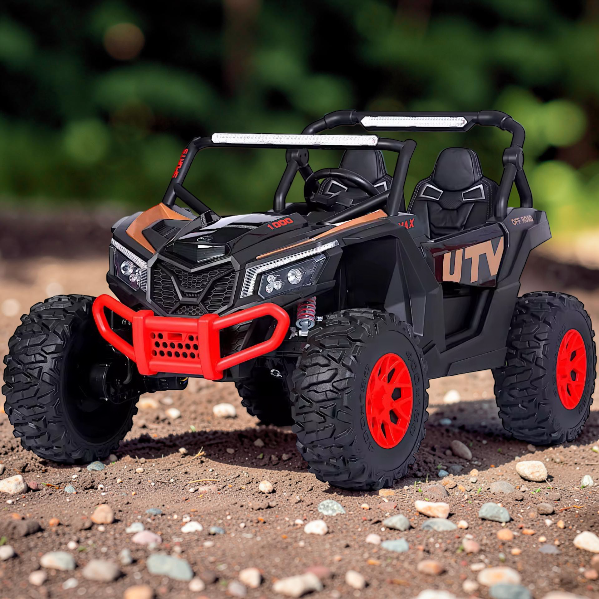 2026 XXL UTV Z Kids 2-Seater Ride-On – 180W 4 Motors, Leather Seats, Rubber Tires, Touchscreen LCD, LED Lights, Bluetooth Speakers & Remote Control (Ages 3–8)