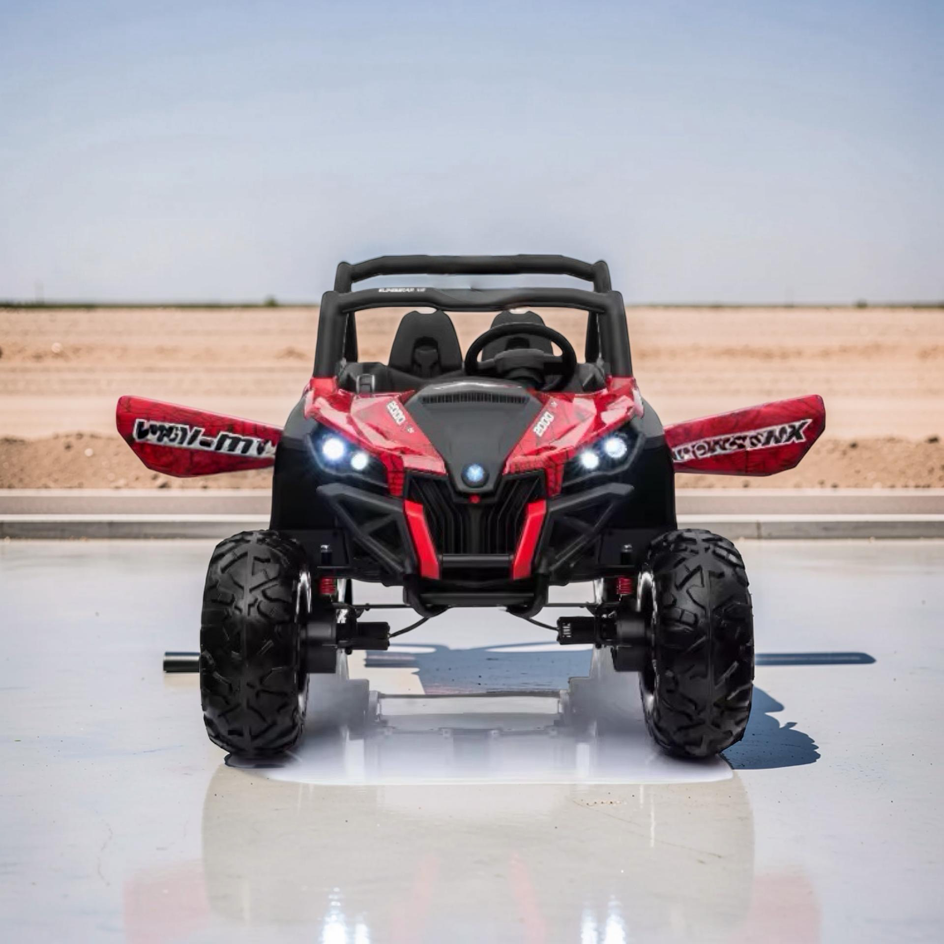 2026 XXL UTV Z Kids 2-Seater Ride-On – 90W 4 Motors, Leather Seats, Rubber Tires, Touchscreen LCD, LED Lights, Bluetooth, Remote Control (Ages 3–8)