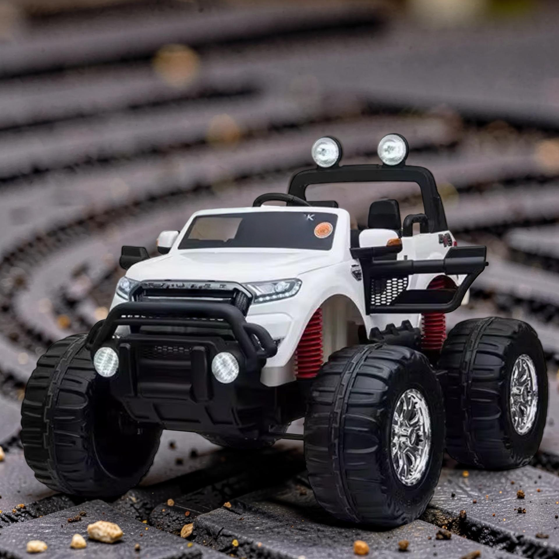 2026 XXL 2-Seater Lifted Monster Truck Ride-On – 4 Motors, Rubber Off-Road Tires, Remote Control, LED Lights, Bluetooth