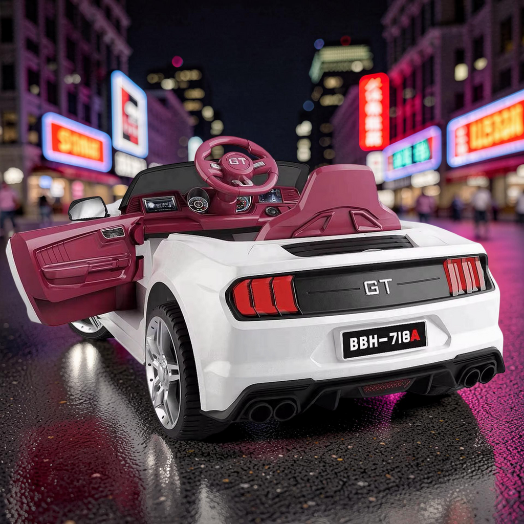 2026 Large Ford Mustang Kids Ride-On Car – 45W Dual Motors, LED Lights, Bluetooth Speakers & Remote Control (Ages 1–5)