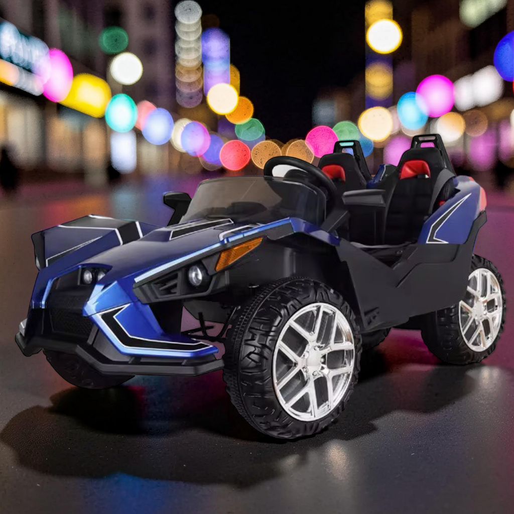 2026 XL 2-Seater Slingshot Kids Ride-On – Dual 90W Motors, Leather Seats, Rubber Tires, LED Lights, Bluetooth & Remote Control