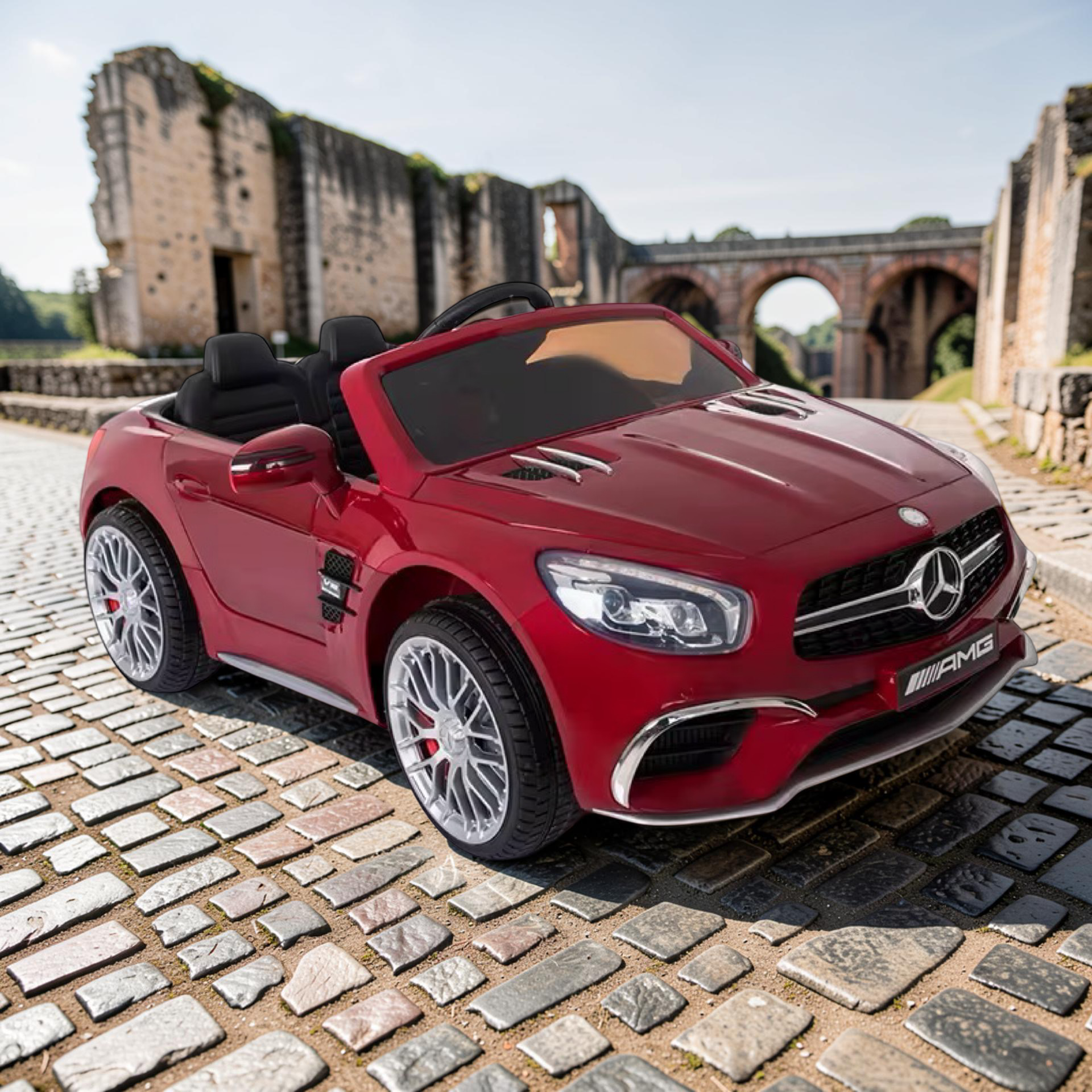 2026 XL Mercedes-Benz AMG SL Kids Ride-On Car – 2 Motors, Leather Seat, Touchscreen LCD, LED Lights, Remote Control (Ages 1–6)